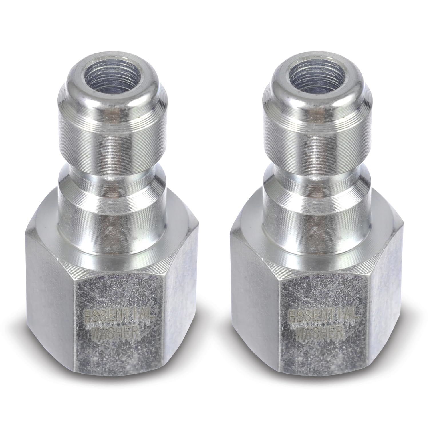 ESSENTIAL WASHER Plated Steel 1/4" Female Quick Connect Fittings Pressure Washer | Pressure Washer Plugs | 4200 PSI | 2 Pack