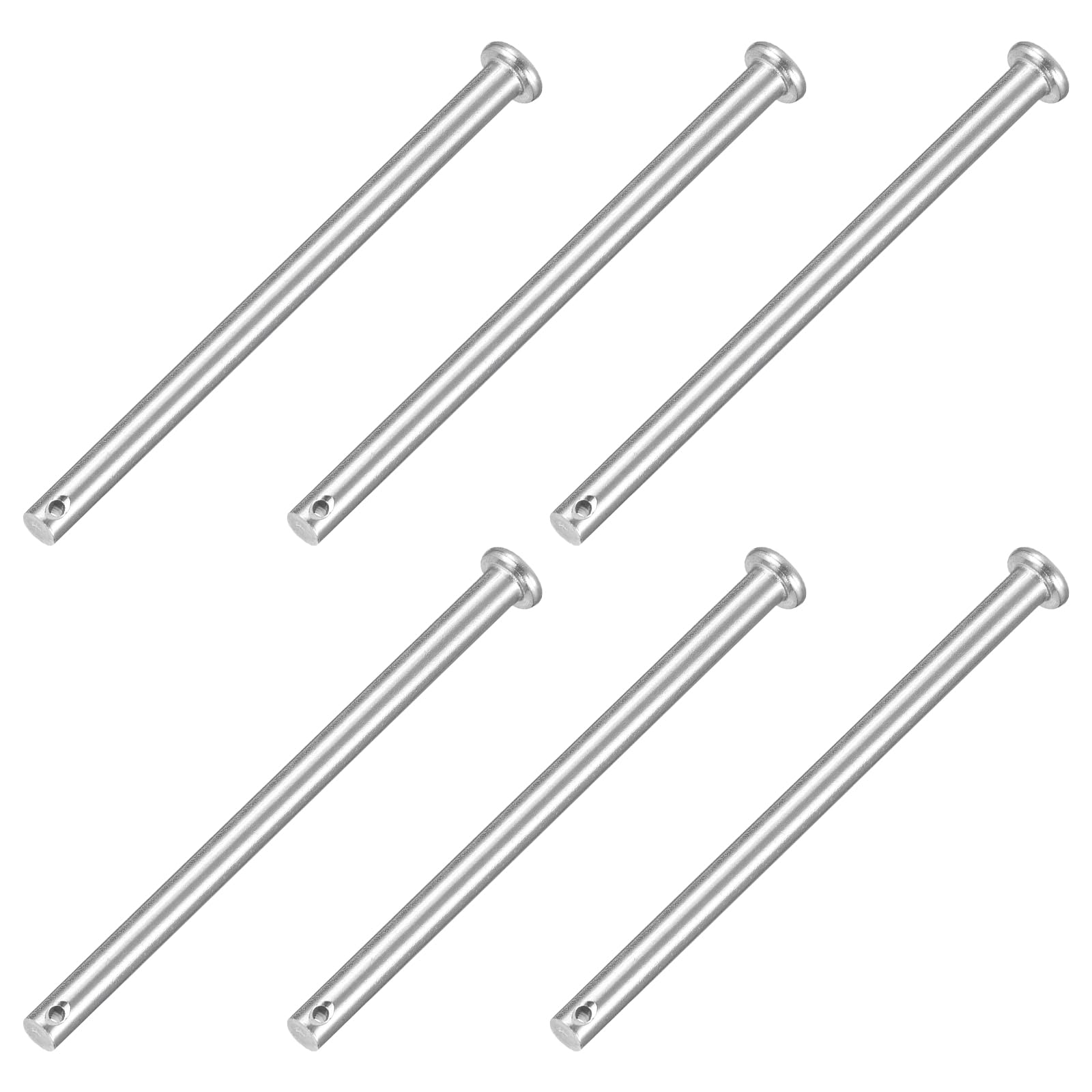 uxcell 6Pcs 1/4" x 4" Single Hole Clevis Pins, 304 Stainless Steel Flat Head Clevis Pins Hitch Pin for Trailer Latch, Mechanics Repair, Furniture Installation, Industrial Equipment