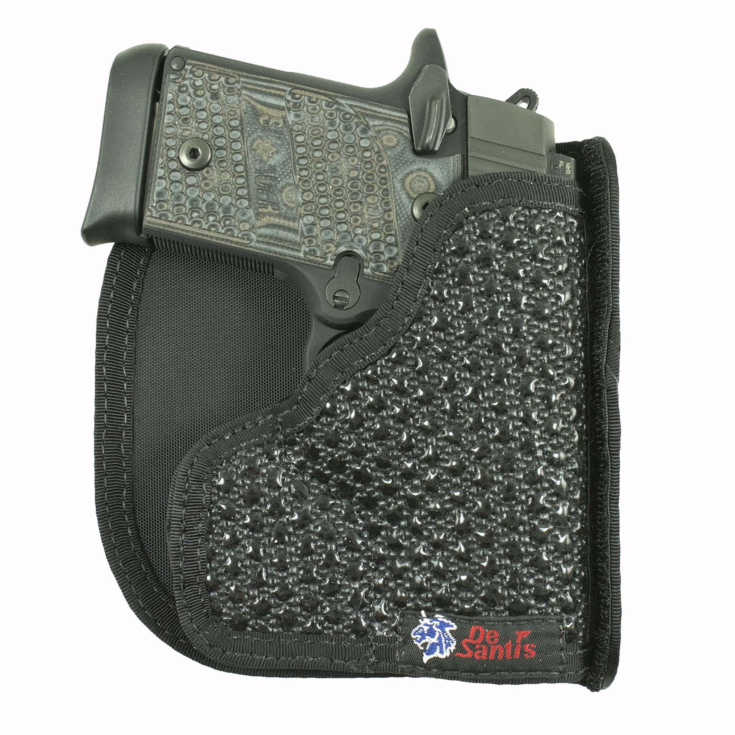DeSantis Super Fly Pocket Holster - Pocket Gun Holster, Compatible with Kahr P380, SIG P938, Beretta Pico, Kimber Micro 9, Micro 9 w/ CT Grips, EVO SP, Springfield 911 9mm - Ambidextrous, Black