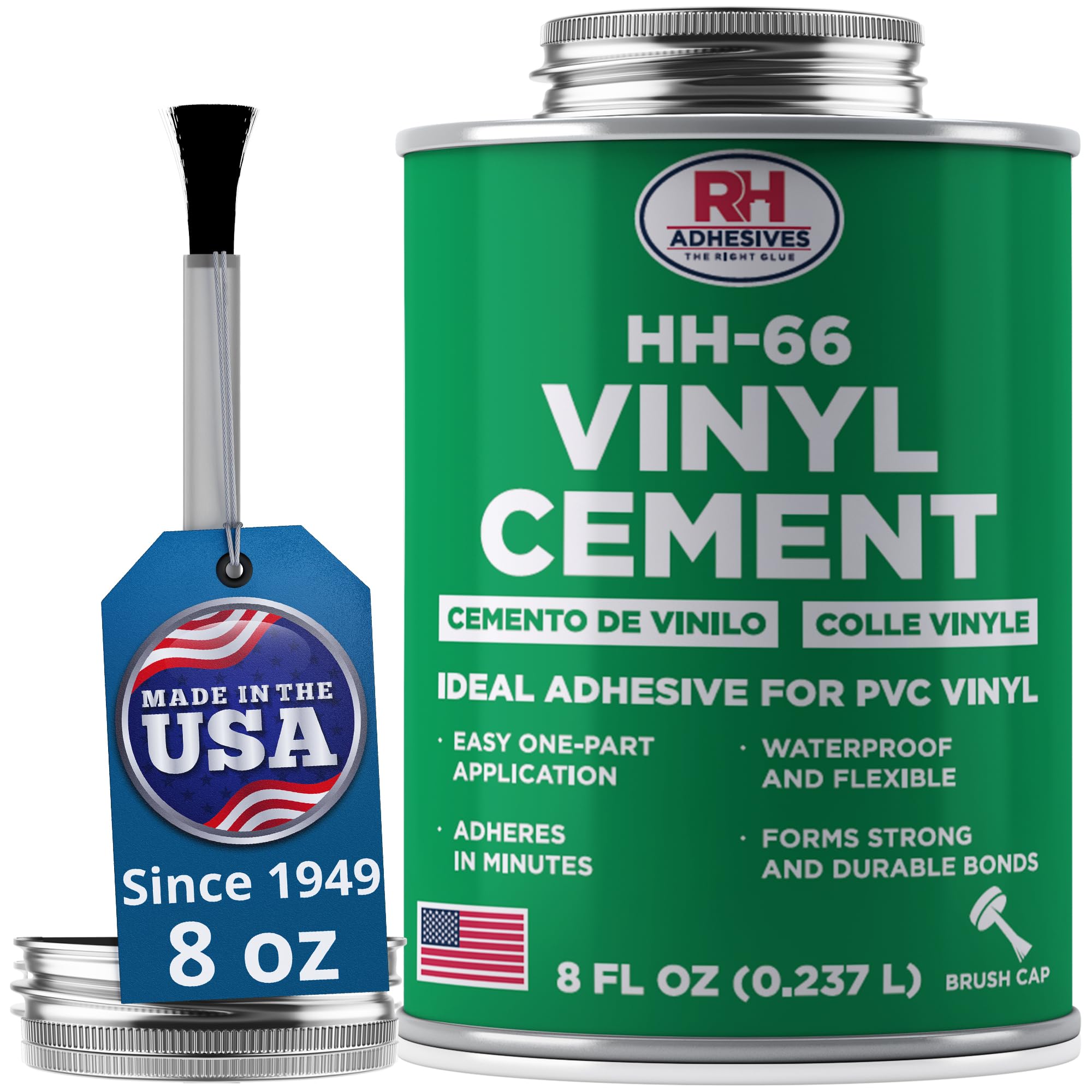 HH-66 Vinyl Cement 8 oz - Vinyl Adhesive, Cement Glue, Industrial Contact Cement for PVC & Vinyl Repair - Waterproof Flexible Vinyl Glue for Tarps, Pool Liners, Inflatables & Marine – RH Adhesives