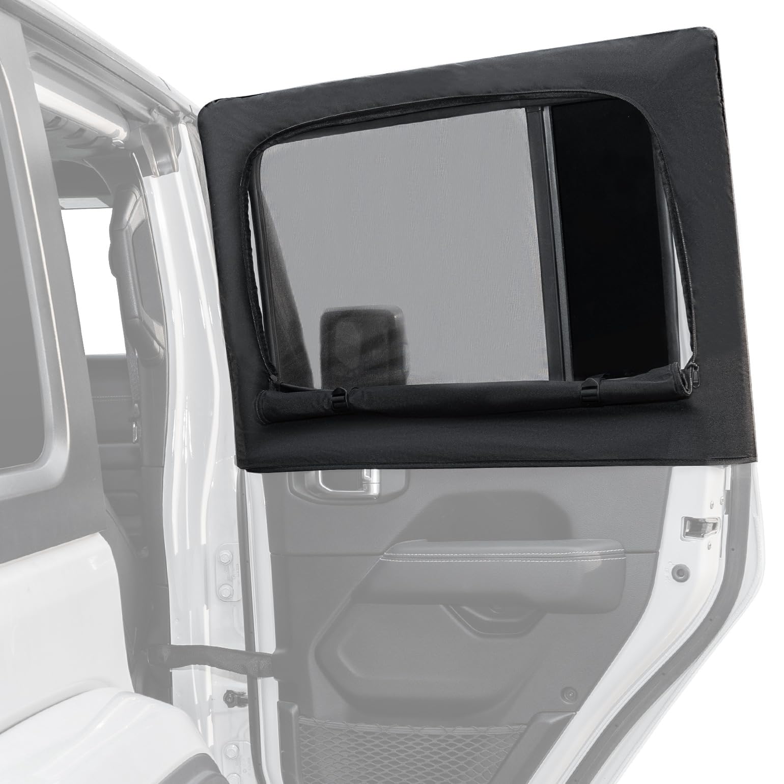 JOYTUTUS Rear Wrangler Side Window Sun Shade Camping Window Insect Screen Compatible with 2007-2026 Wrangler JK JL 4 Doors Gladiator JT, Car Window Covers for Privacy Blackout 2 Pcs