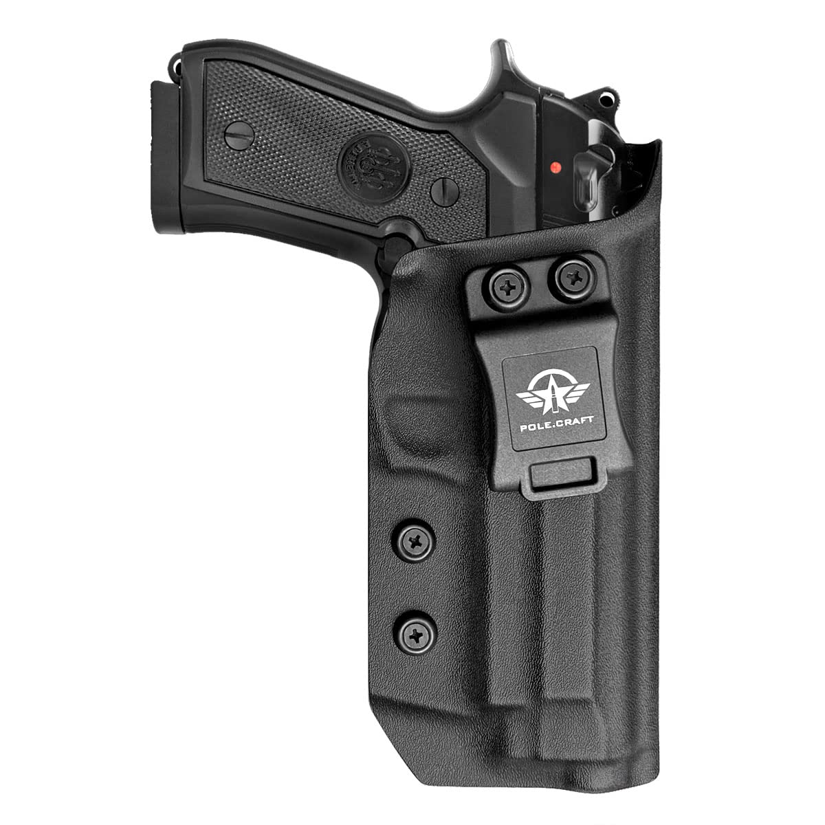 POLE.CRAFT IWB Kydex Holster for Beretta 92 A1 / 96 A1 / 92 FS Pistol - Inside Waistband Concealed Carry Holster (Black, Right Hand)