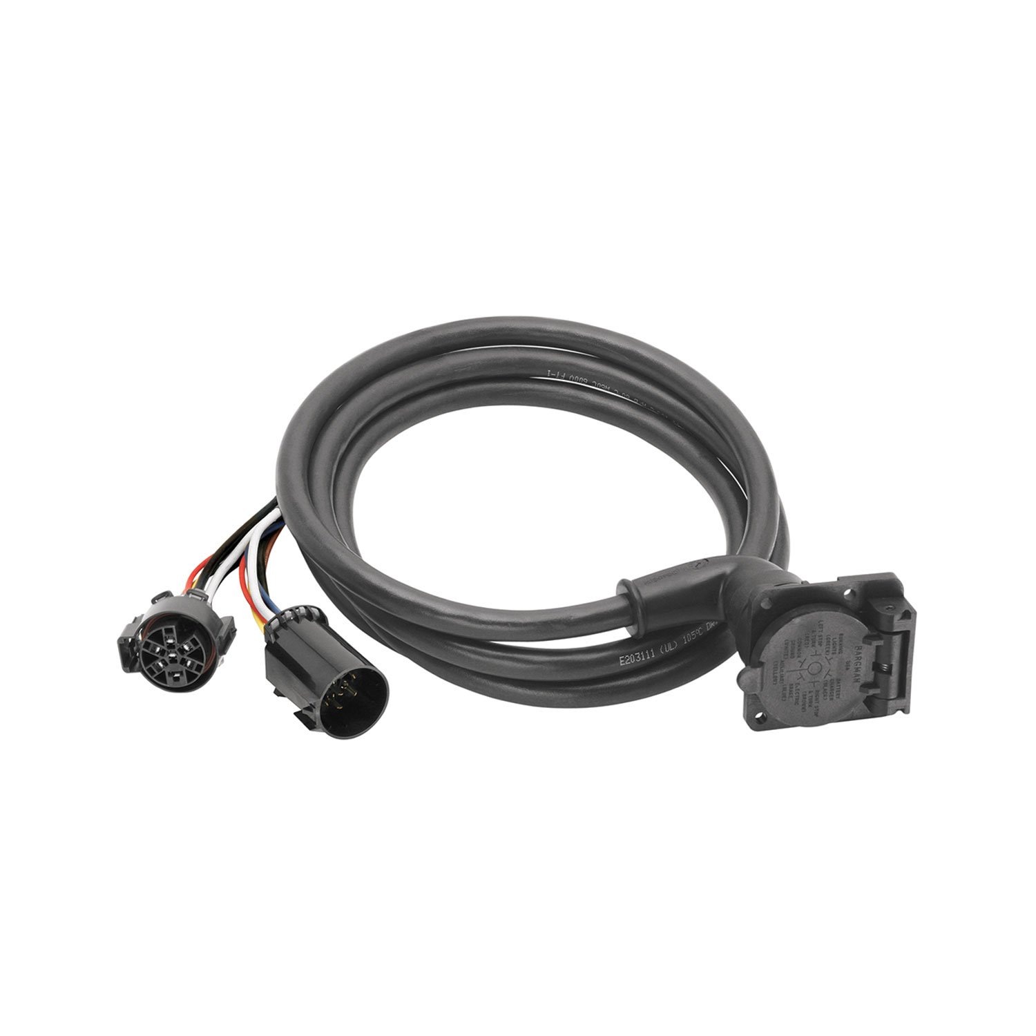 Bargman 5197410 90 Degree Fifth Wheel Adapter Harness 7Way Flat Pin 9 ft