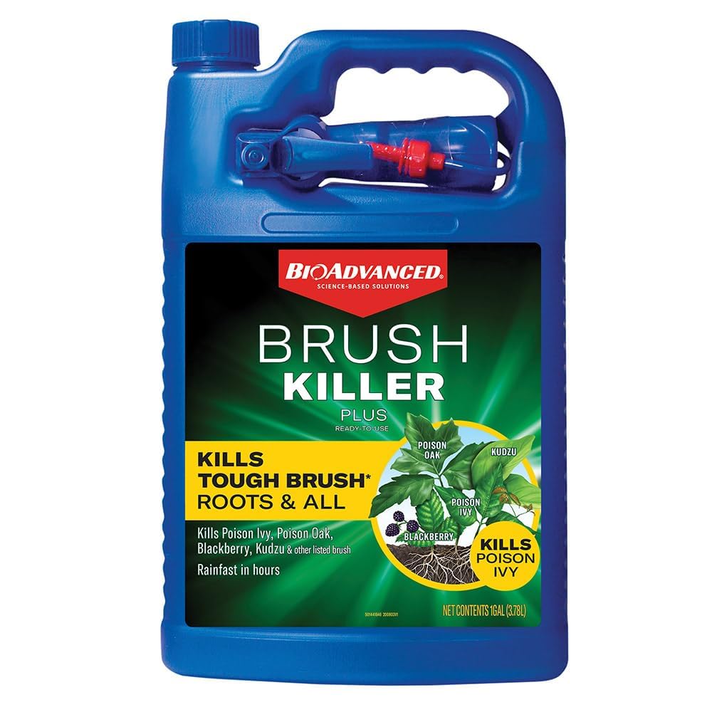 BioAdvanced Brush Killer Plus, Weed Killer Spray, Ready-to-Use, 1 Gallon, Kills Tough Brush Roots & Poison Ivy