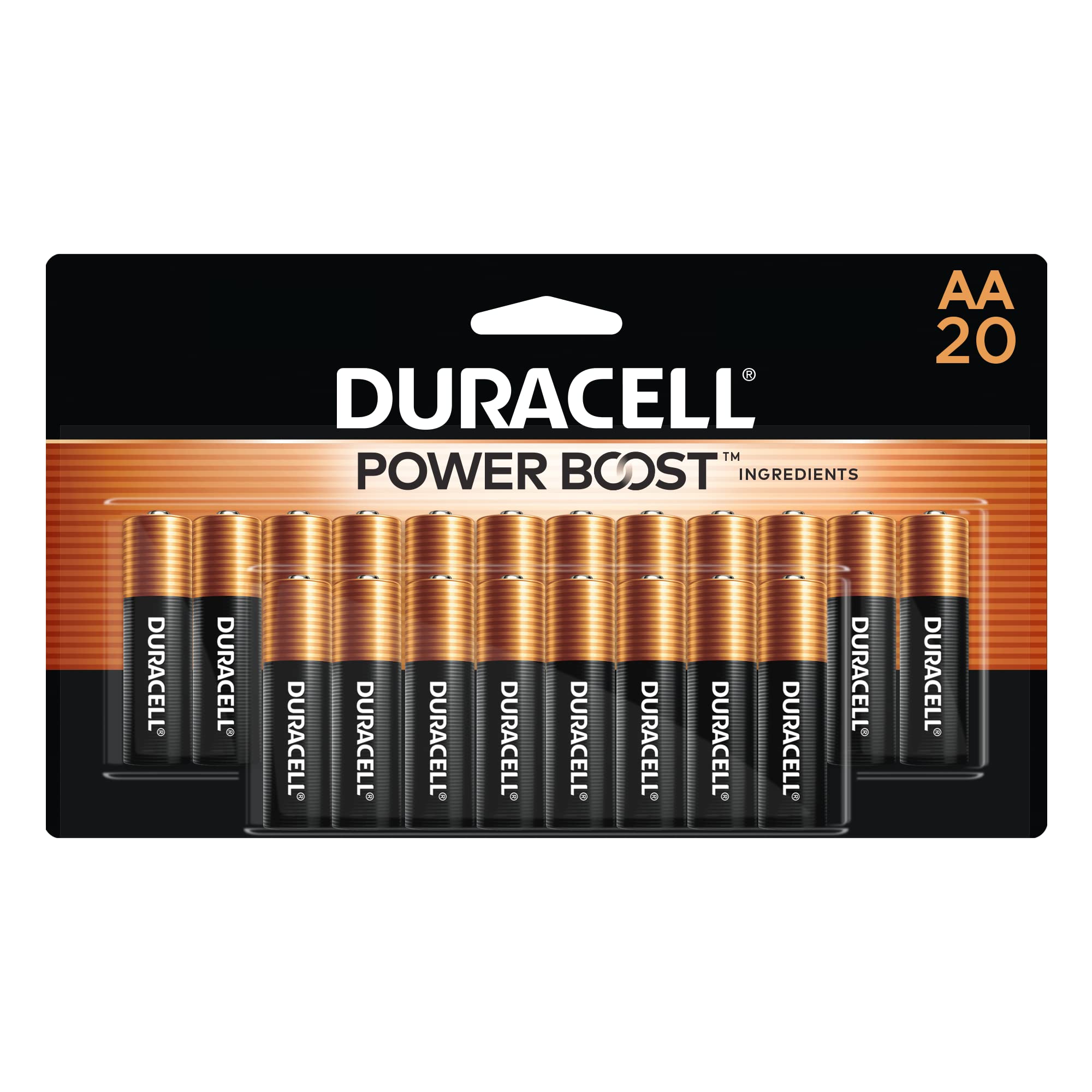 Duracell Coppertop AA Batteries with Power Boost Ingredients, 20 Count (Pack of 1) Double A Battery with Long-lasting Power, Alkaline AA Battery for Household and Office Devices