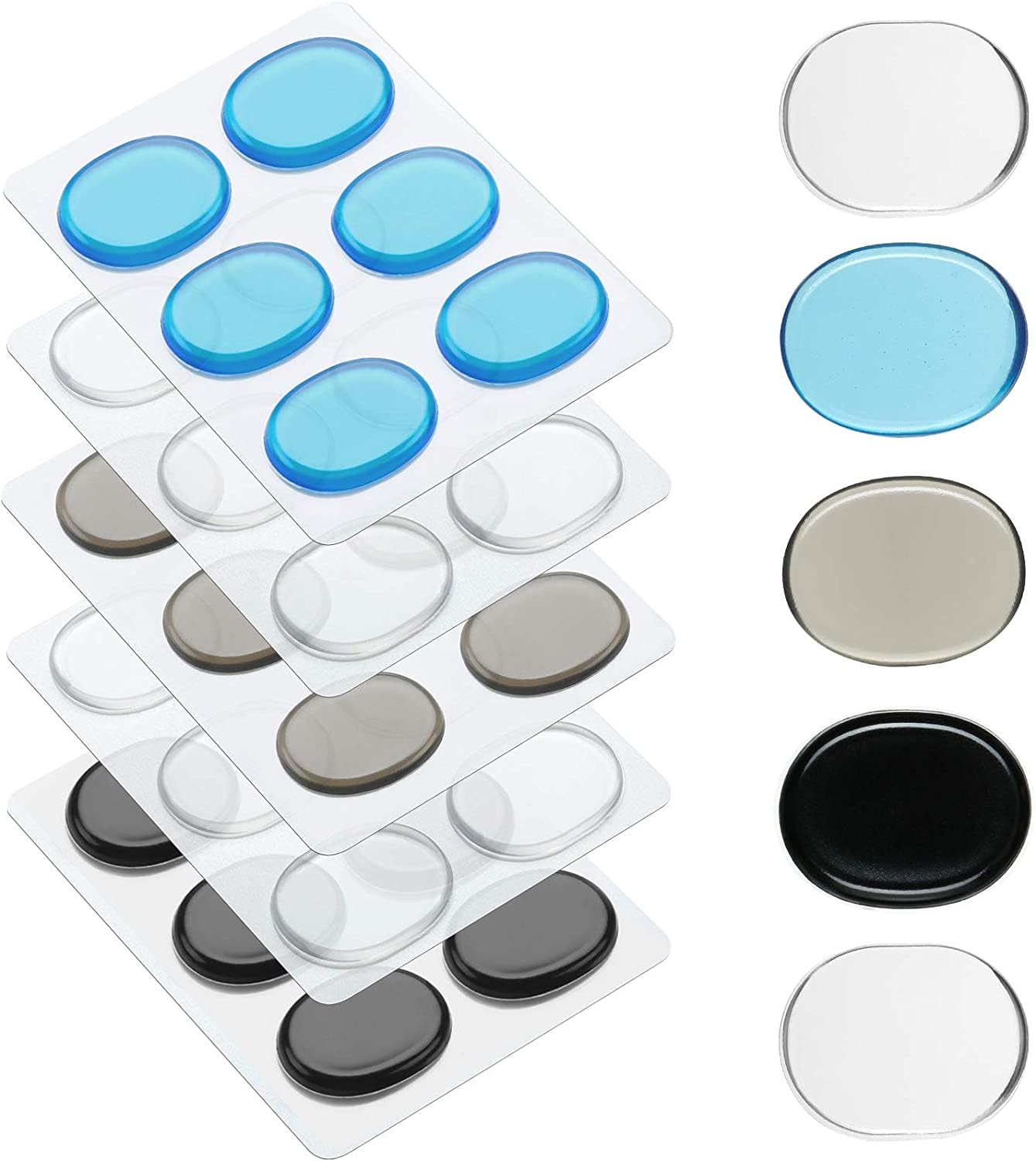 Fiada 30 Pieces Drum Dampeners Gels Silicone Gel Pads Soft Drum Dampeners for Cymbals Tone Control(Transparent White, Black, Blue, Gray)