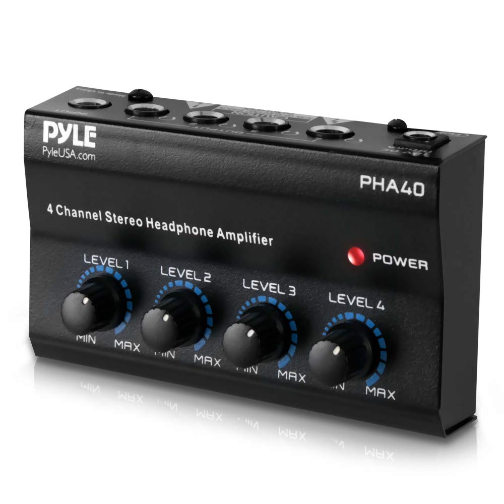 Pyle PHA40 4 Channel Headphone Signal Splitter Amplifier Box