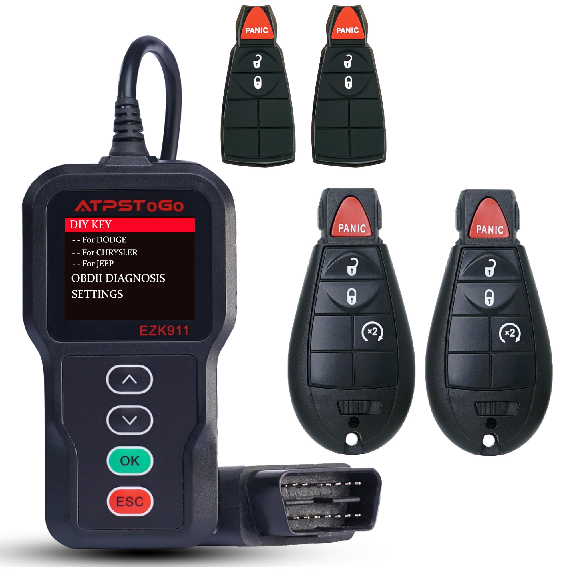 ATPSTOGO DIY Key Fob Replacement Fits for 2013 2014 2015 2016 2017 Dodge Ram 1500 2500 3500 Keyless Entry Remote Control Replace FCC ID: GQ4-53T with Interchangeable 3 & 4 Button