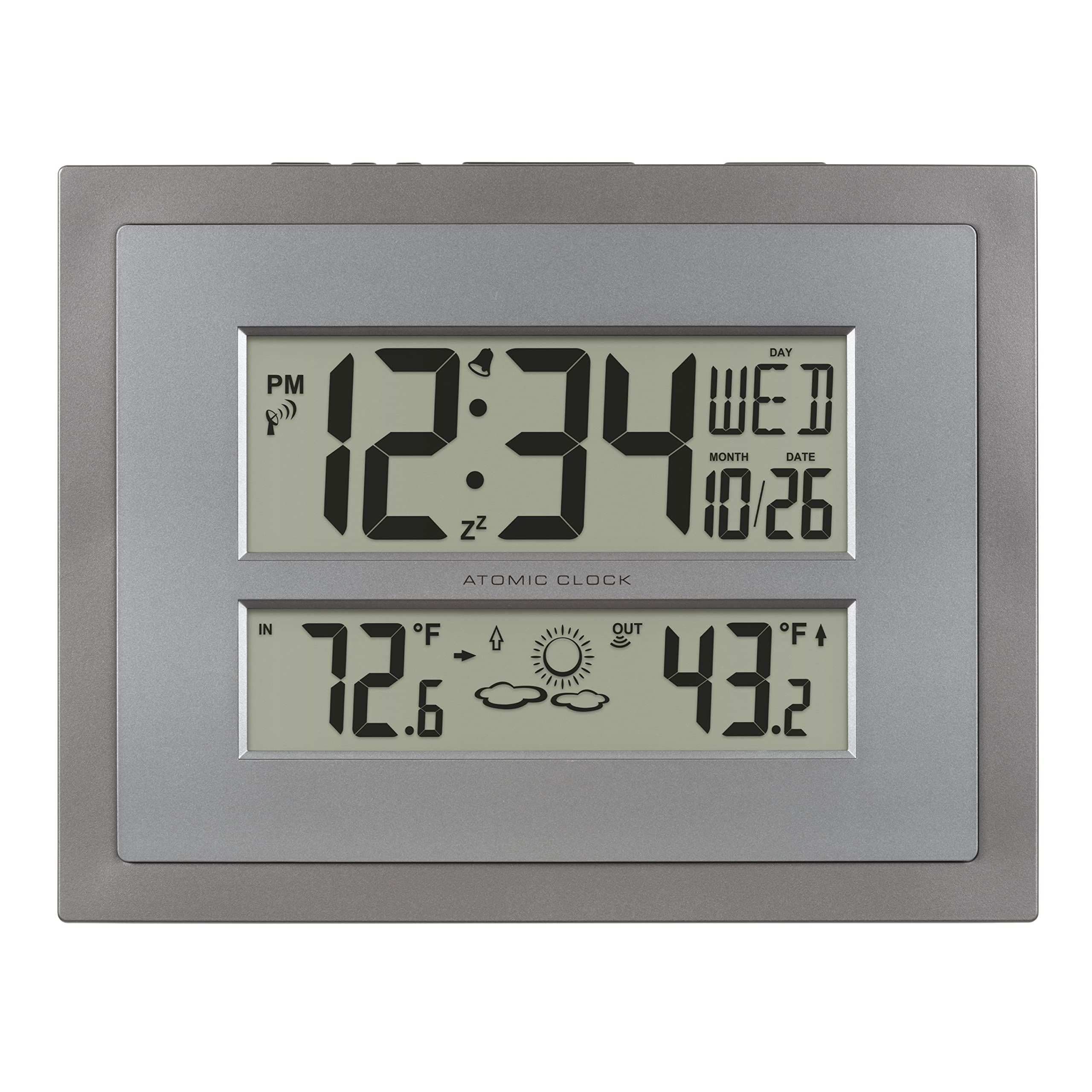 La Crosse Technology 512-85937 Gray Atomic Digital Clock with Temperature