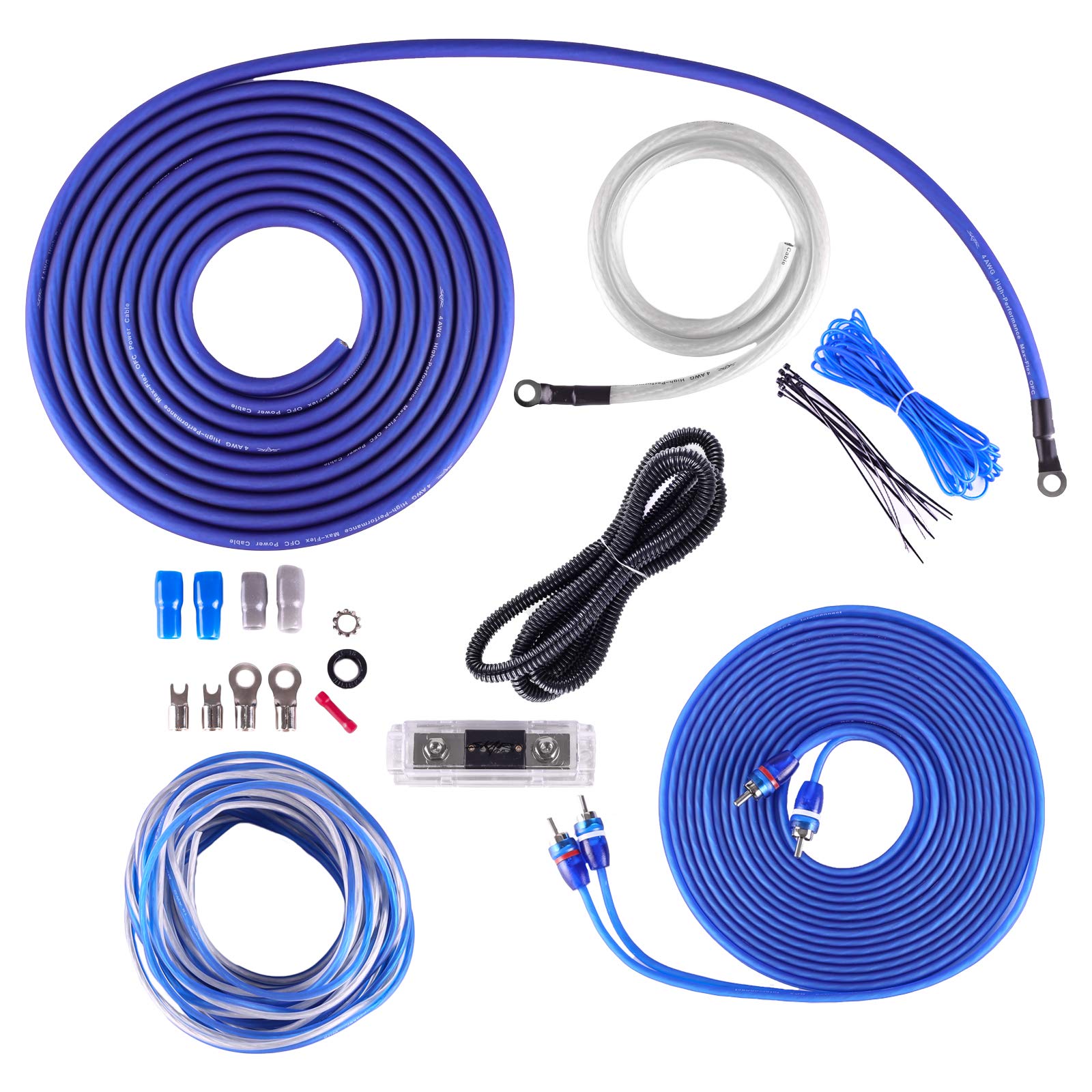 Skar Audio 4 Gauge OFC Complete Amplifier Installation Wiring Kit, SKAR4ANL-OFC