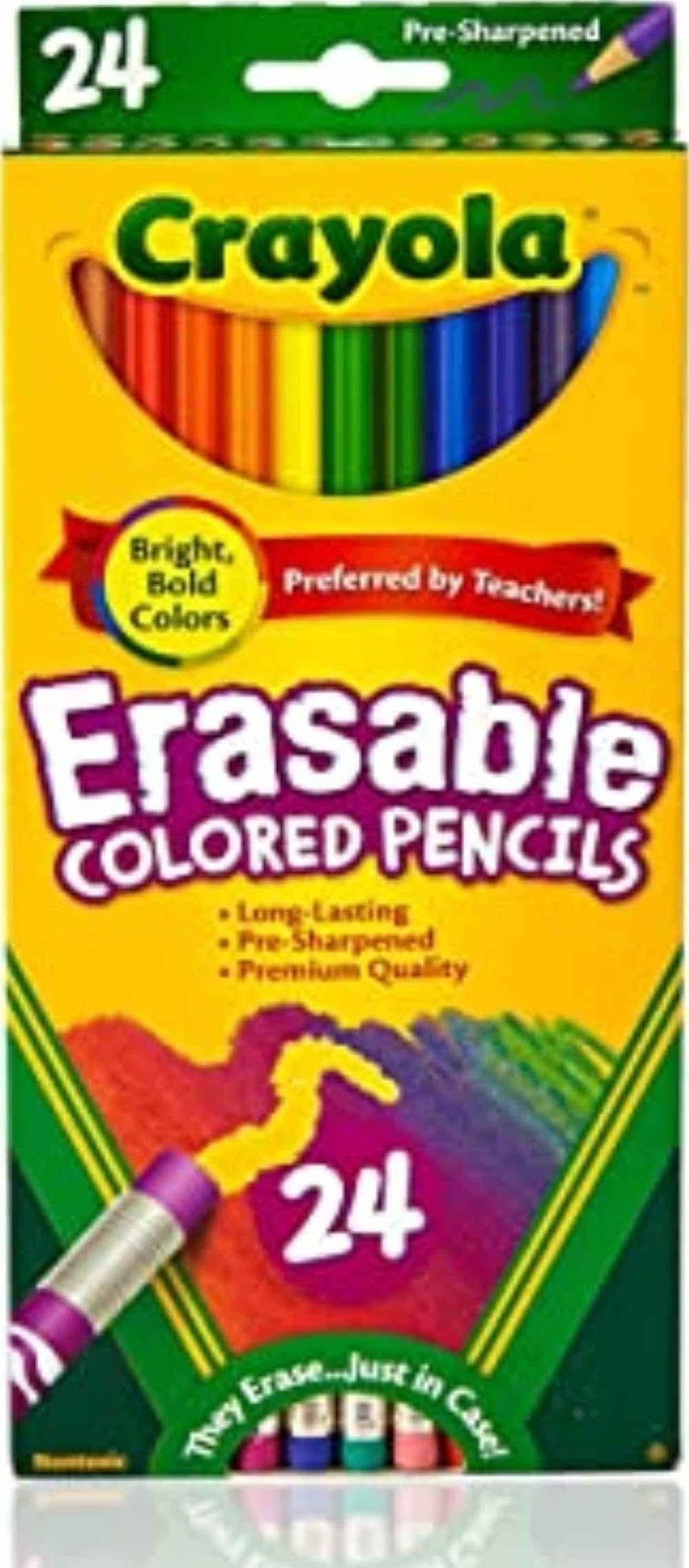 Crayola Erasable Colored Pencils (24ct), Kids Coloring Pencils for Coloring Books, Assorted Colors, Arts & Crafts Supplies, Gifts, Ages 6, 7, 8