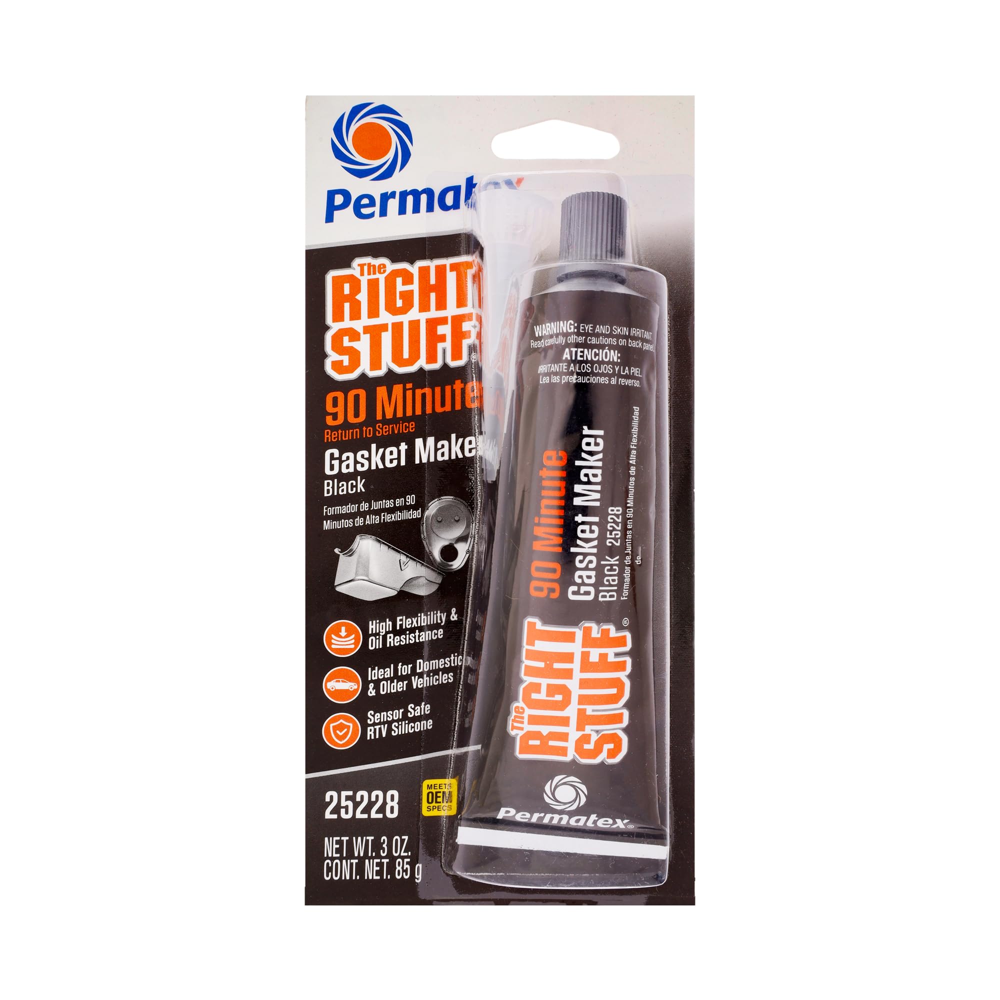 Permatex 25228 The Right Stuff 90 Minute Black Gasket Maker, 3 oz, 1 Count (Pack of 1)