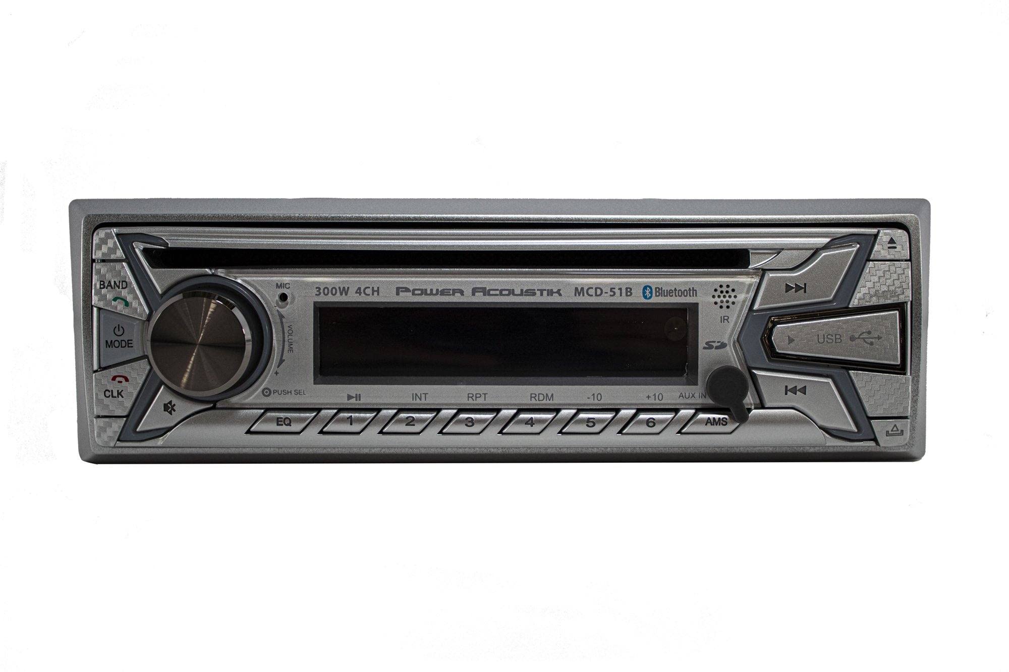 Power Acoustik MCD1265 1-DIN CD/MP3 AM/FM USB AUX BT w/Pair 6.5" Marine Speakers