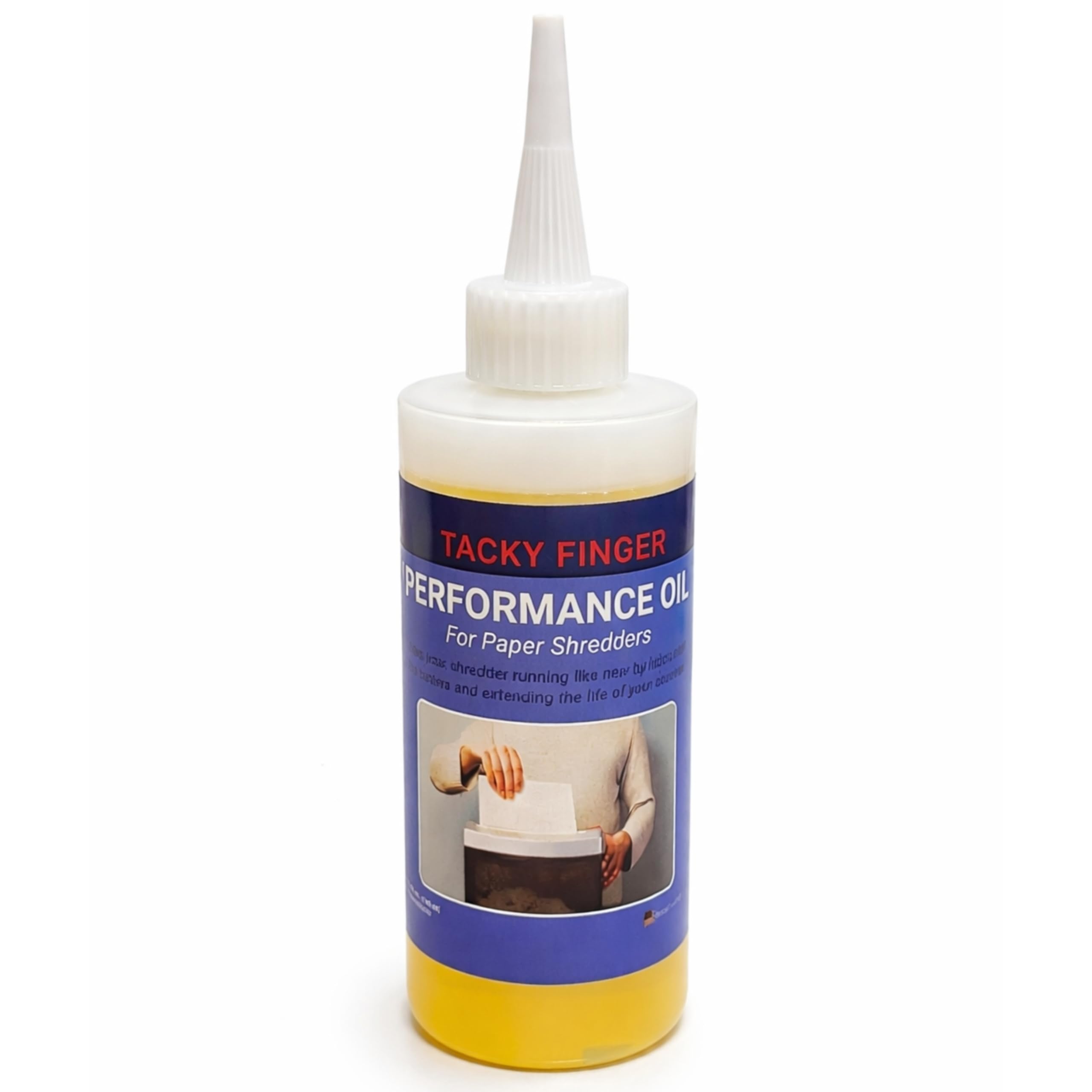 Tacky Finger Performance Shredding Oil, 4 oz Paper Shredder Lubricant, Extended Nozzle Bottle, Works with All Paper Shredders, Helps Extend Shredder Life, Made in USA (TF600)