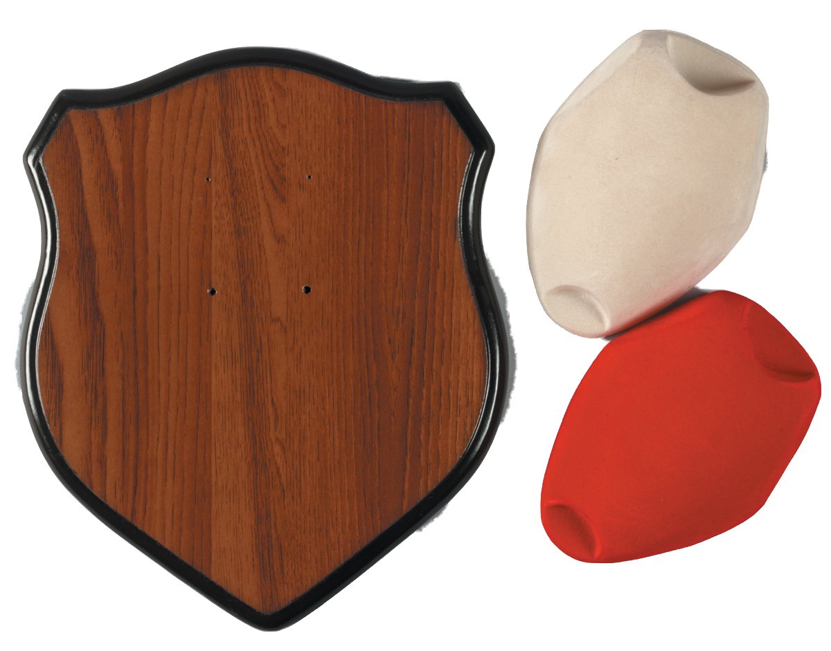 Hunters Specialties Deer Antler Mounting Kit - Hunting Easy-To-Assemble Wood Plaque Deer Mounting Kit with Red & Cream-Colored Skull Cover, Hardware Included