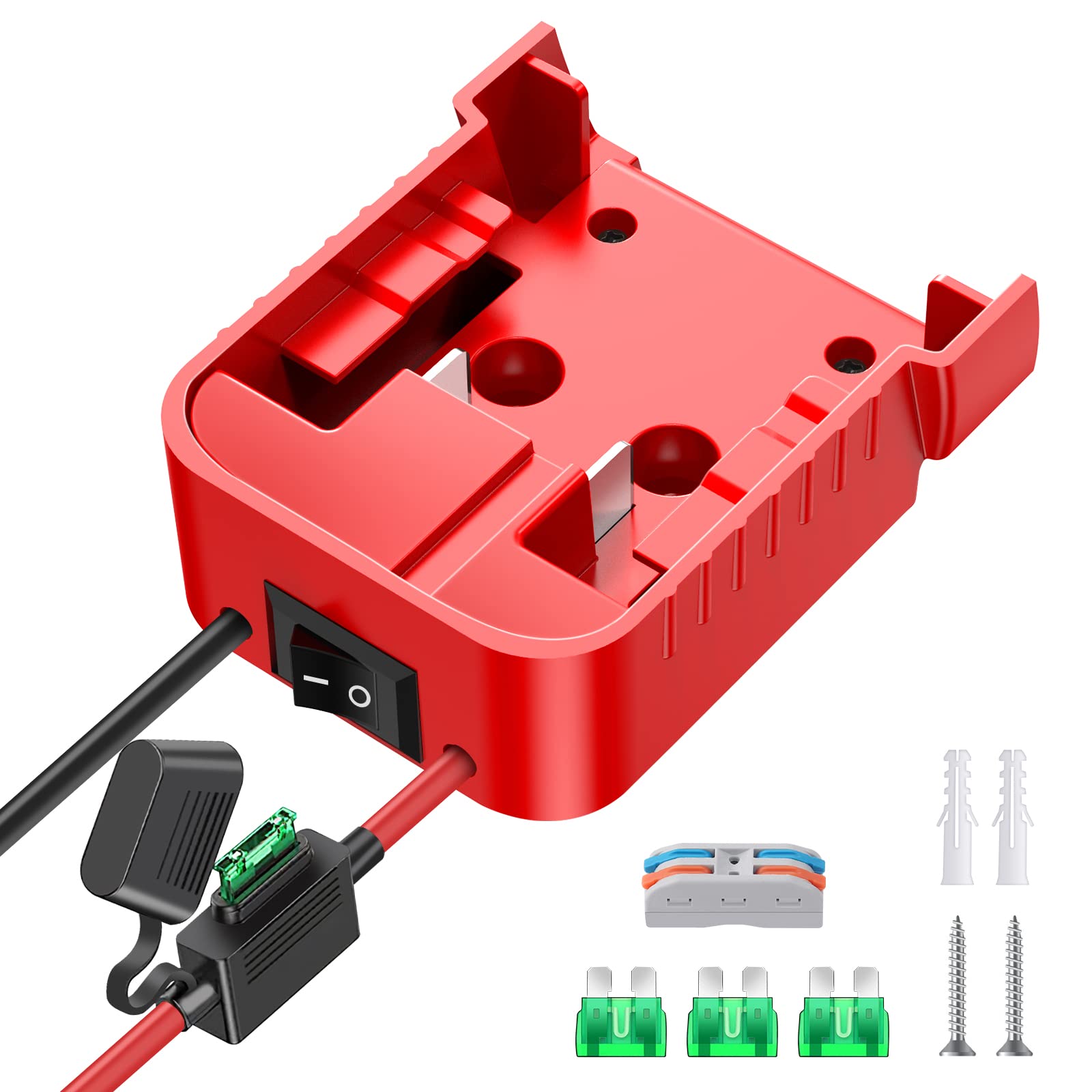 1 Packs Power Wheel Adapter for Milwaukee M18 Battery Adapter 18V Power Wheel Battery Conversion Kit with Switch, Fuse & Wire Terminals, 12AWG Wire, Power Connector for DIY Rc Car Toys and Robotics