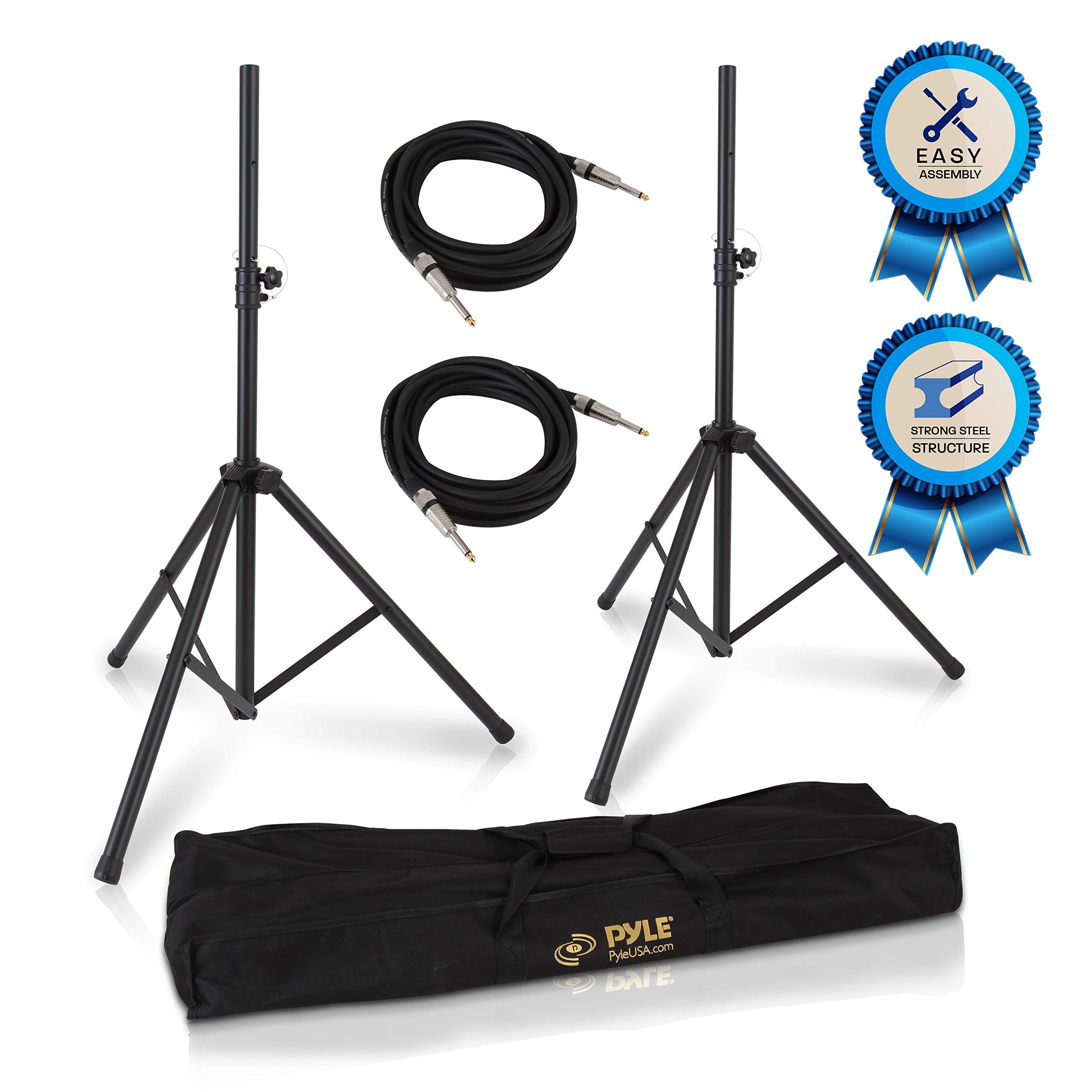 Pyle Pro PMDK102 Heavy-Duty Aluminum Dual Speaker Stand & 1/4'' Phono Cable Kit