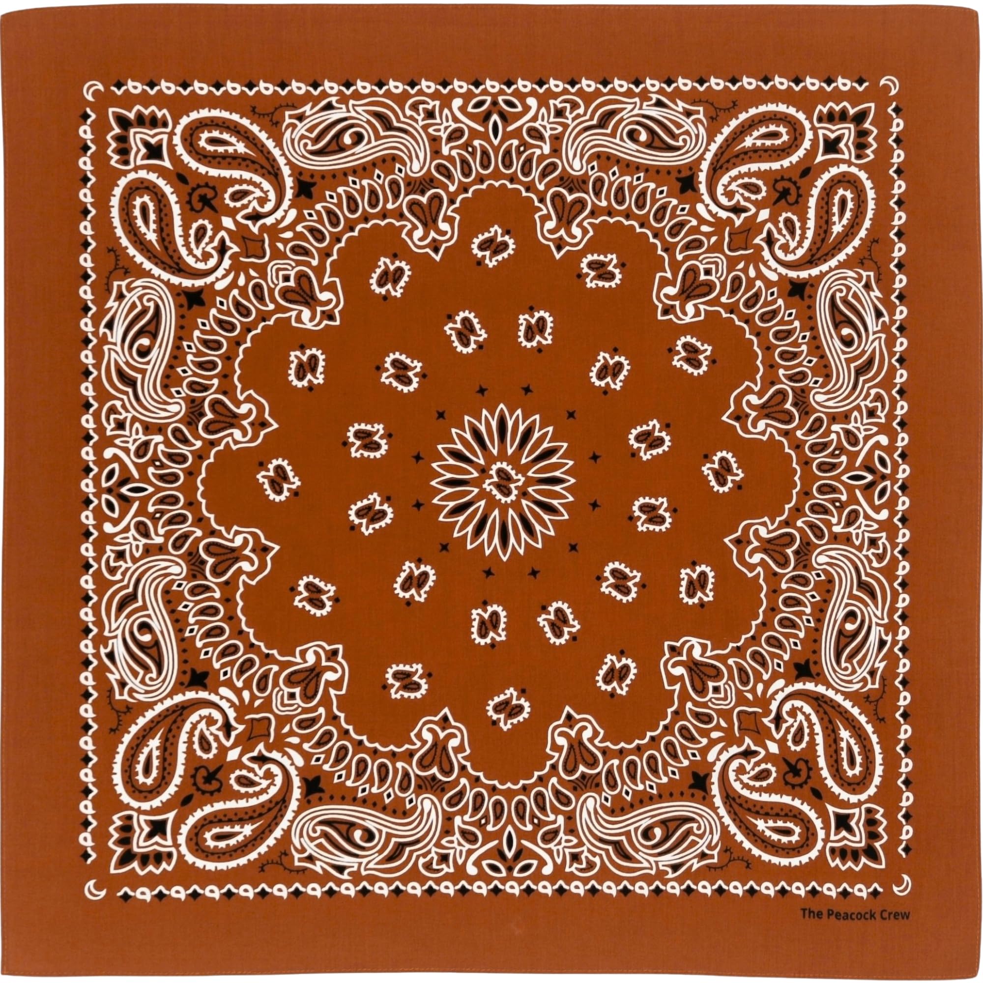 The Peacock Crew Terracotta Brown Bandana for Men and Women in Premium Soft Cotton Paisley Scarf Gift Kraft Pack