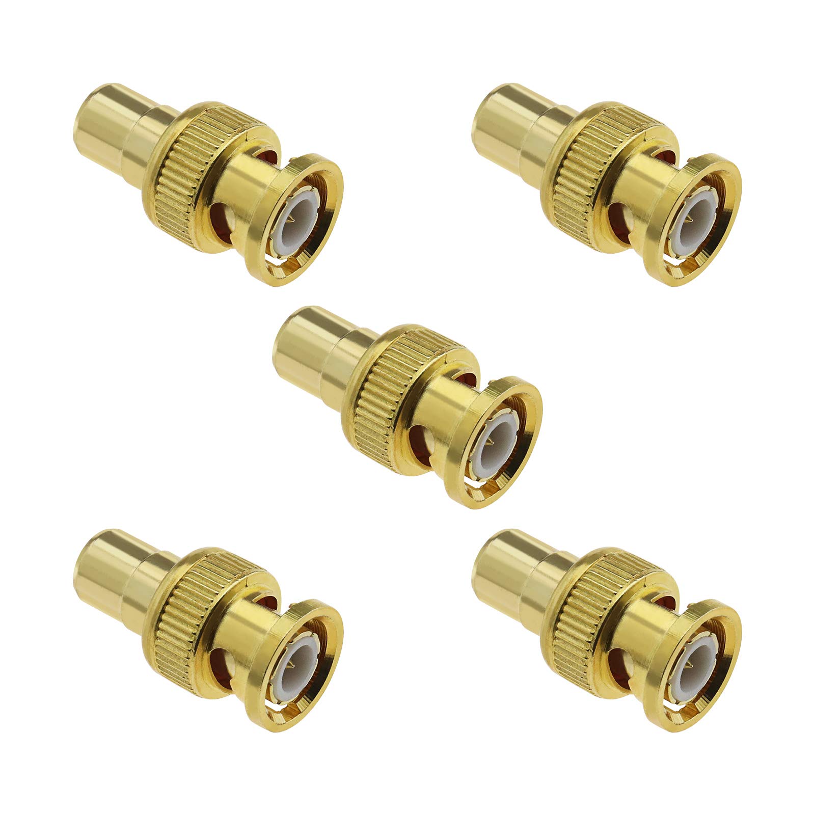 Micro Traders BNC Male Plug to RCA Female Jack Adapter Gold Plated Coaxial Connector Coupler Pack of 5