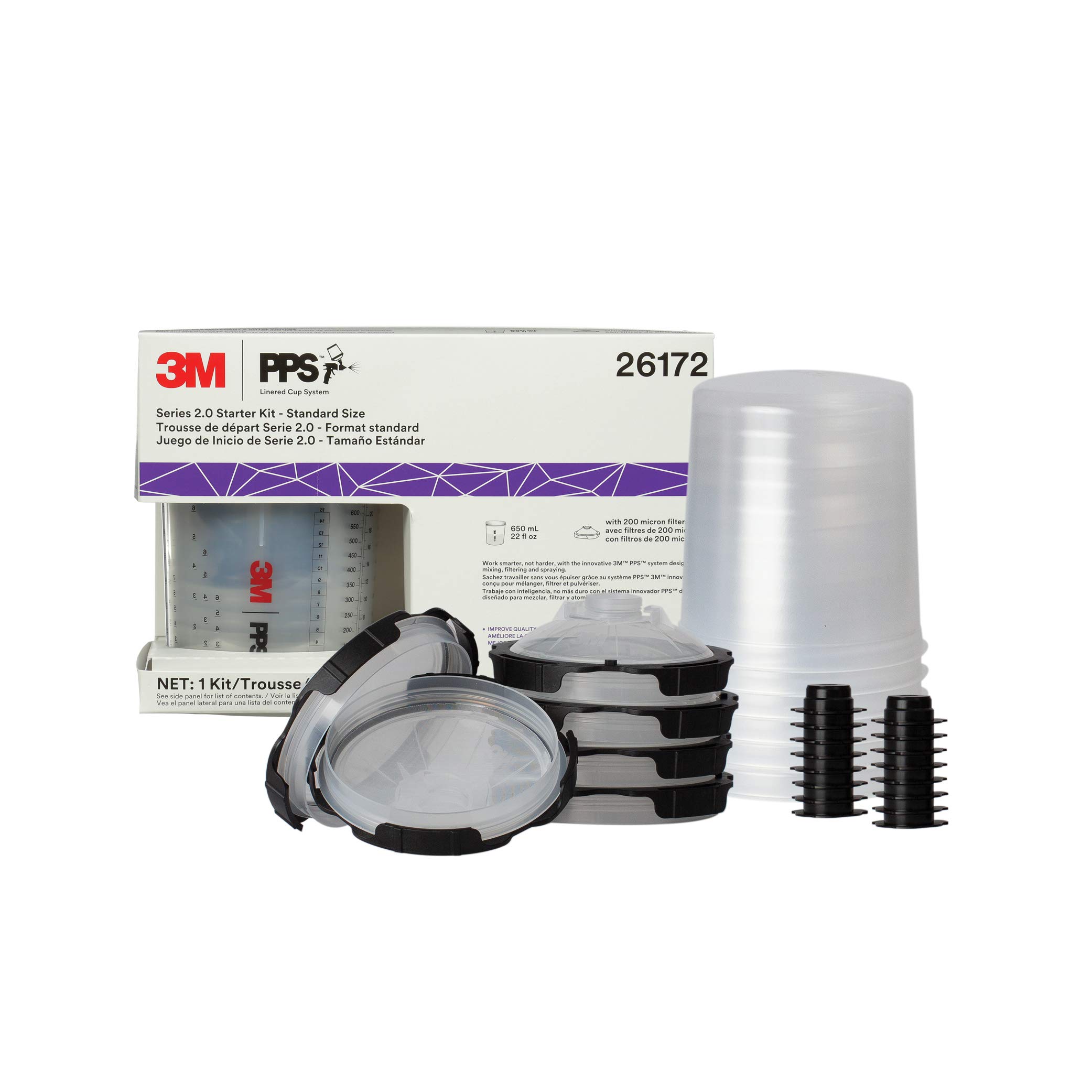 3M PPS 2.0 Spray Gun Cup Lids and Liners Kit, 26172