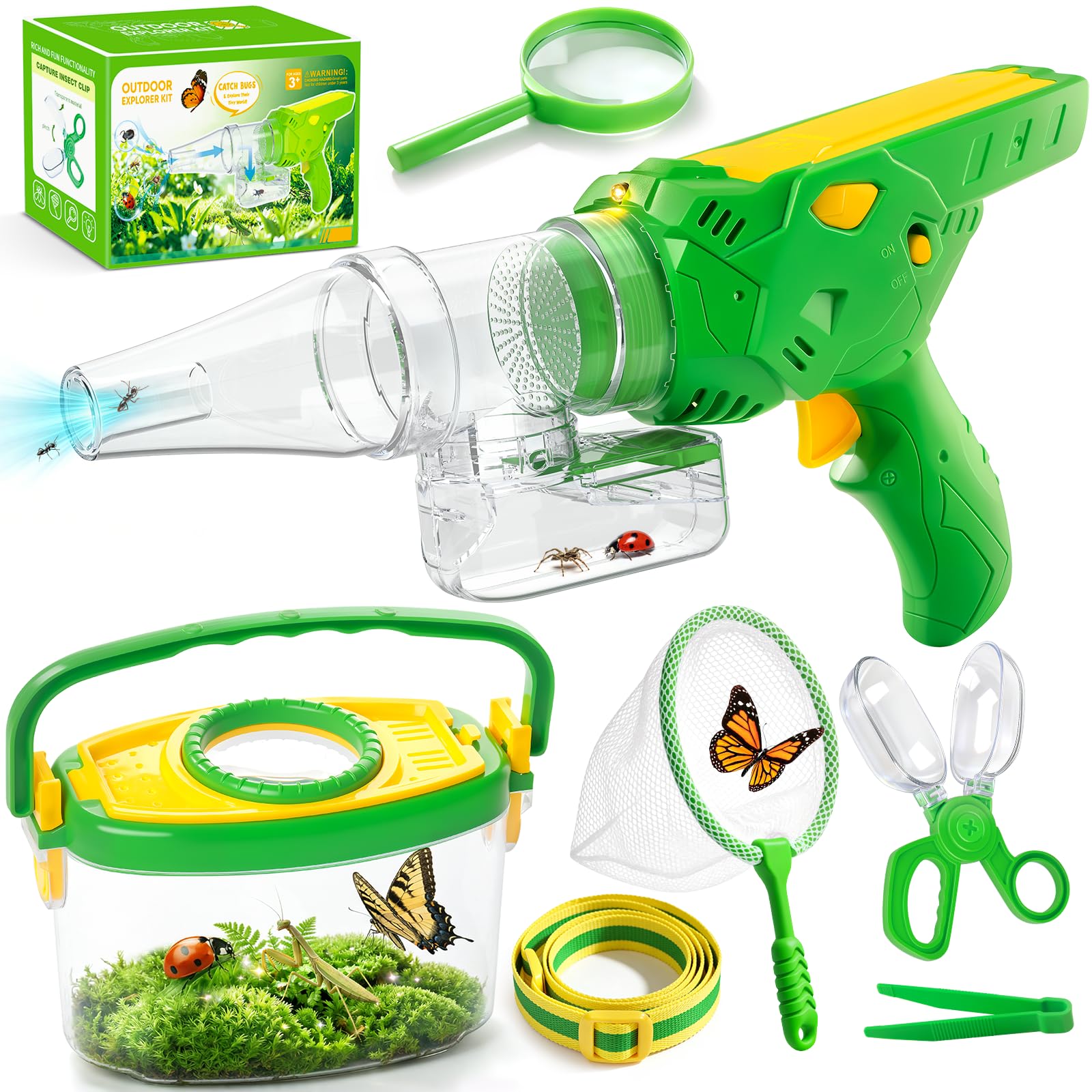 Bug Catcher for Kids 3-12, Bug Vacuum Bugs Catching Release Kit, Magnifying