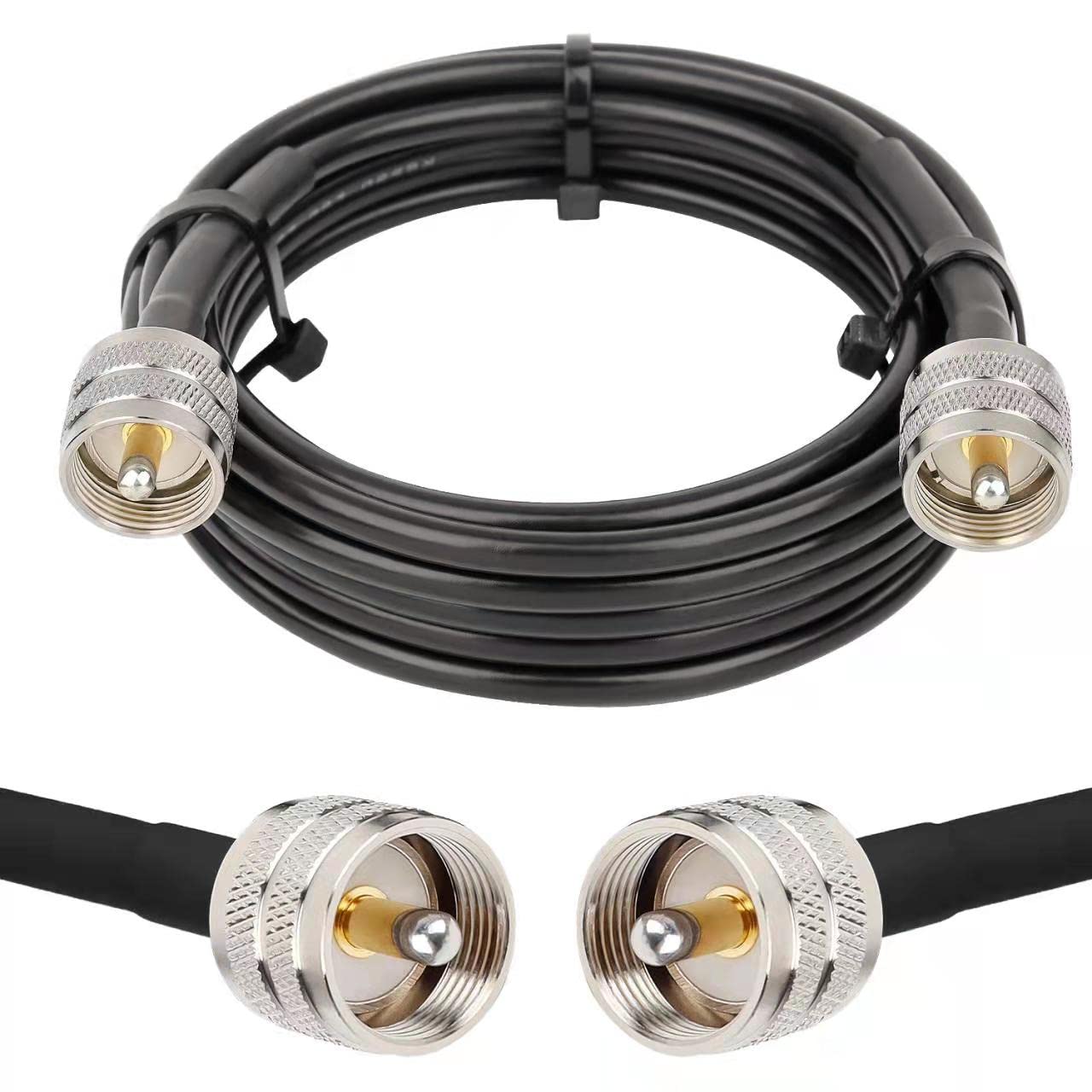 MOOKEERF PL259 UHF Coax Cable 15ft, CB Coax RG58 Male to Male for CB Radio, Ham Radio, Antenna Analyzer, SWR Meter