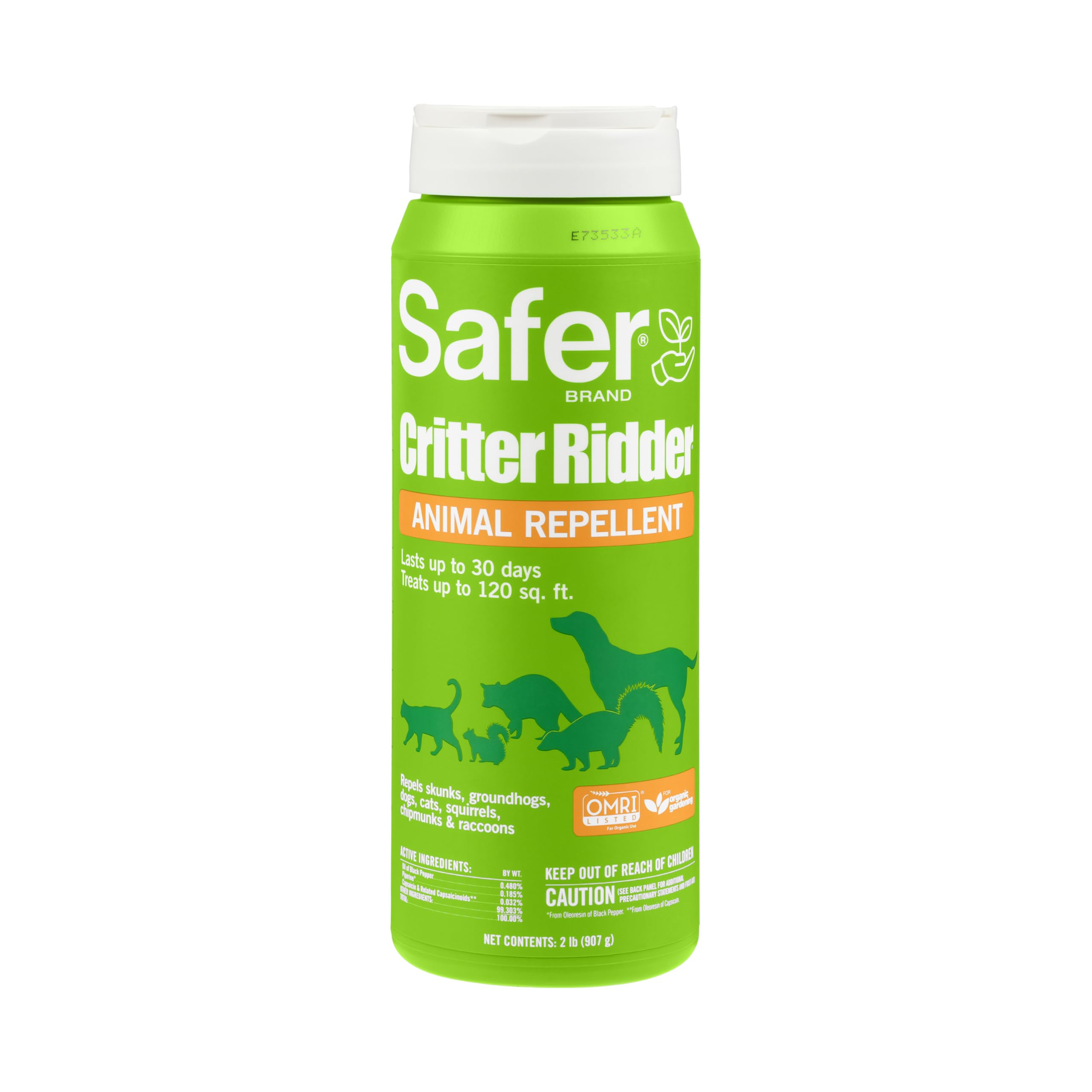 Safer Brand Critter Ridder Animal Repellent Granules - 2 LB Granules for Organic Pest Control - OMRI Listed for Organic Use - 5926 - Easy to Spread, Protect up to 120 Sq Ft - Repel with Scent & Taste