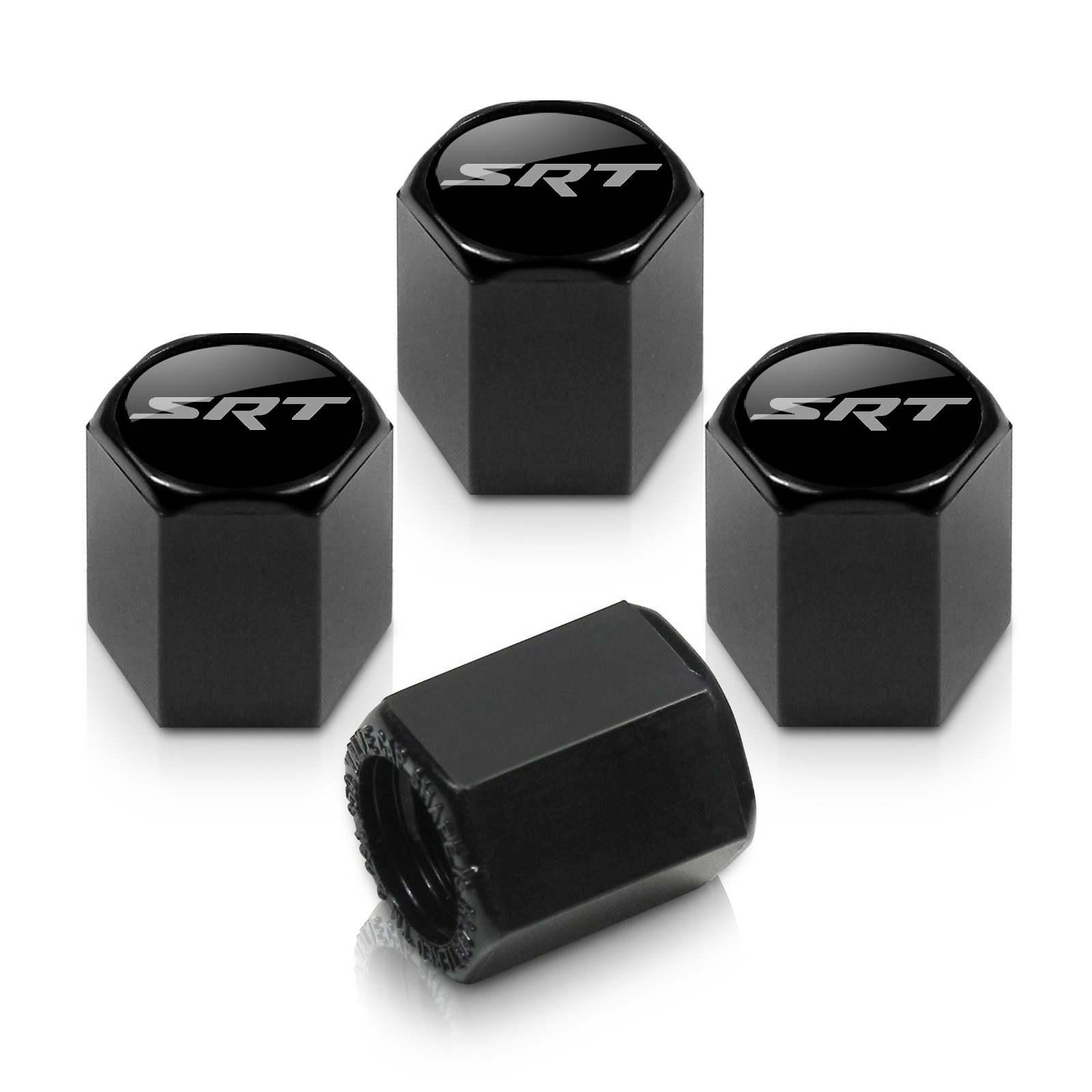 Dodge Black SRT Logo Tire Stem Valve Caps