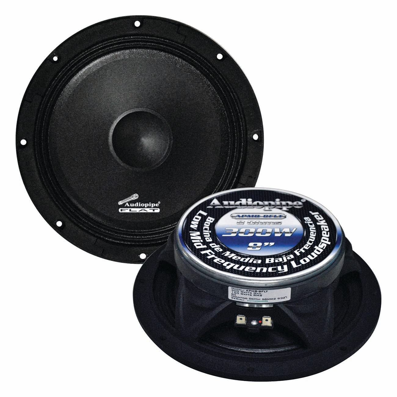 Audiopipe APMB8FLT 8" Flat Loud Speaker 300W Max (each)