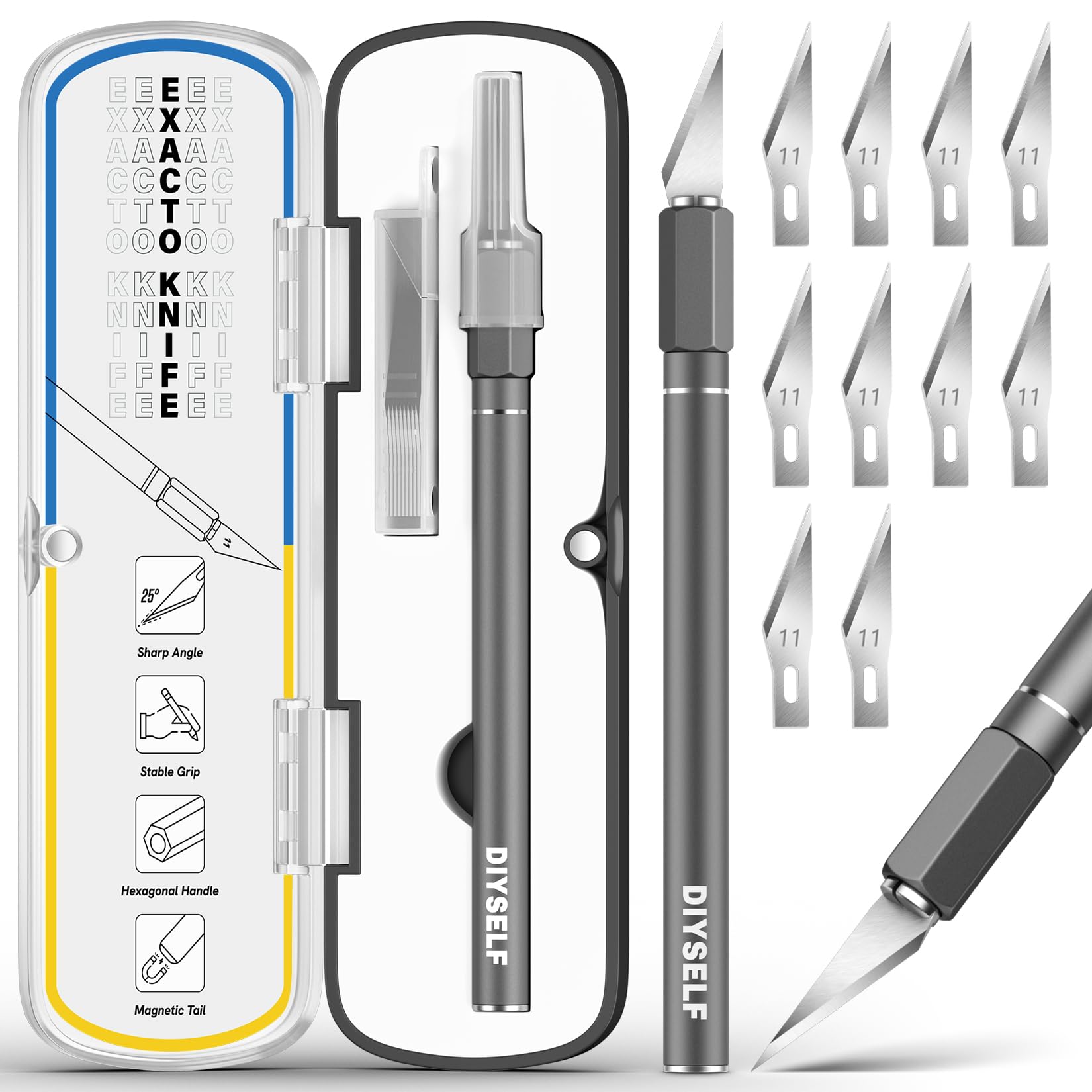 DIYSELF Exacto Knife 12 Pcs Exacto Knife Set with Case for Crafting