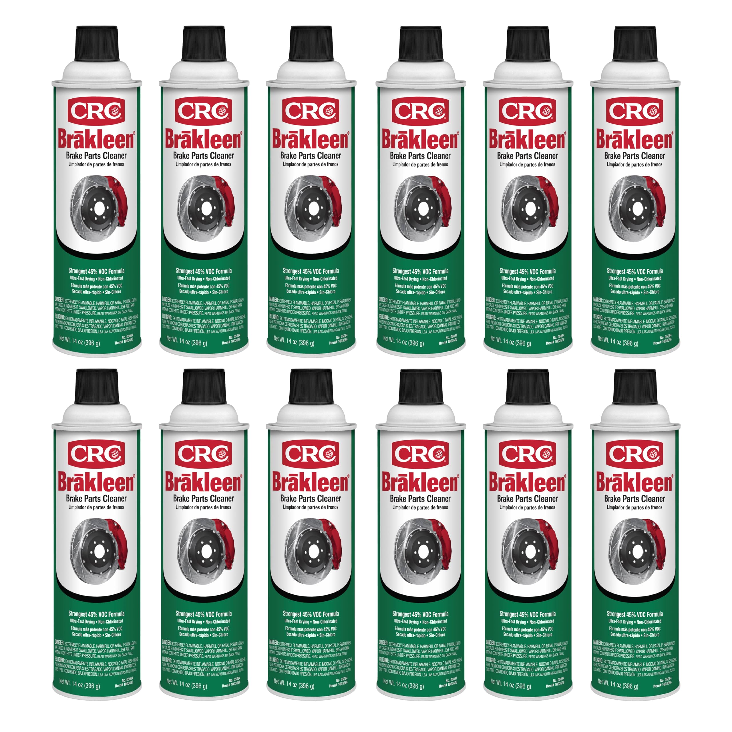 CRC Brakleen Brake Parts Cleaner Spray - Non-Chlorinated - 14 oz (12-Pack)