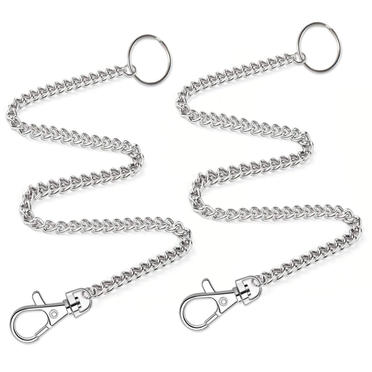 anezus 2Pcs Chain Belt Set, Wallet Chain, Pants Chain, Pocket Chain with Keyring for Pants Belt Jeans Wallets and keys (16” & 20”)