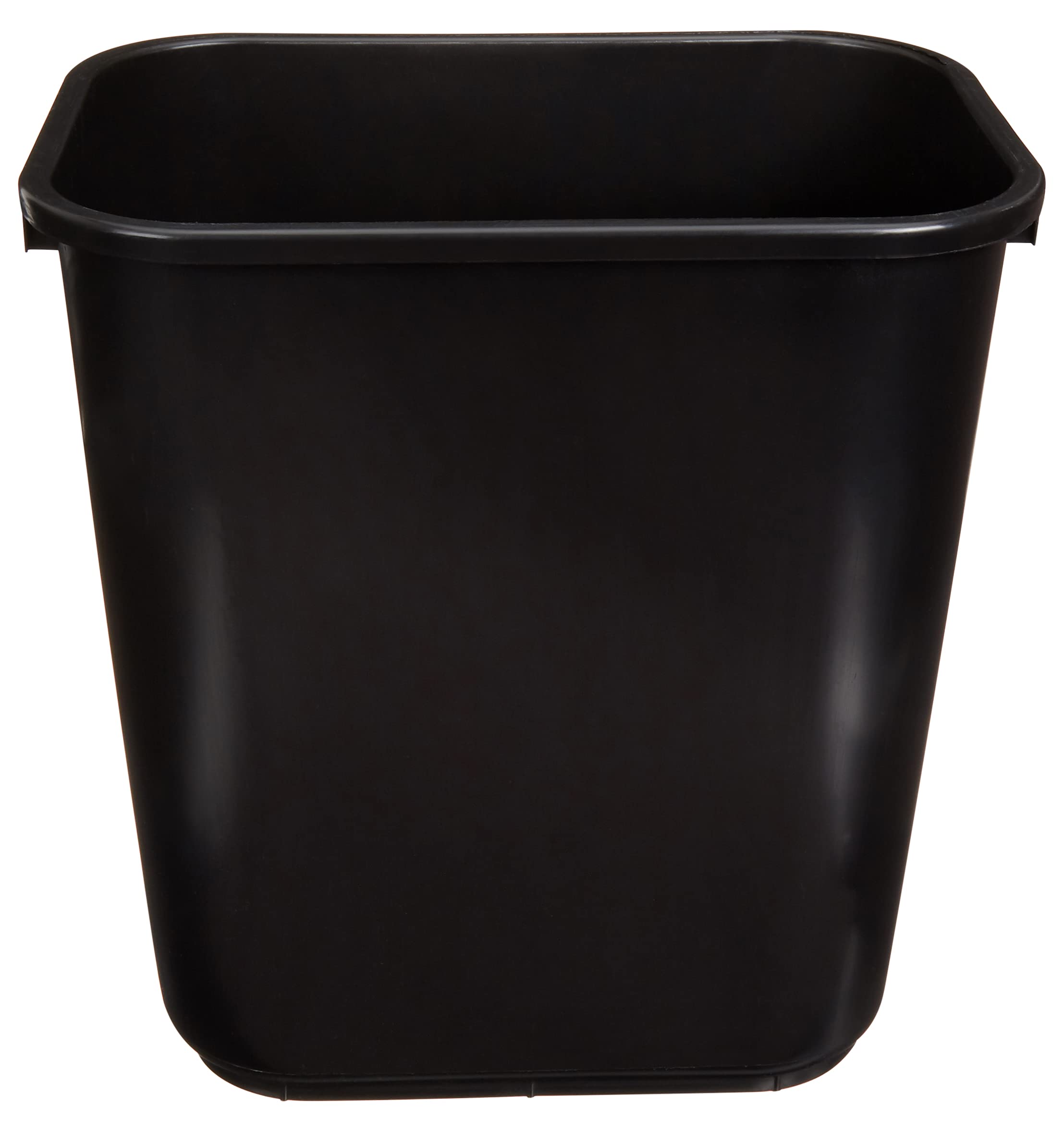 Amazon Basics Rectangular Plastic Office Wastebasket,14.4"L x 10.3"W x 15"H, 7 Gallon, Easy to Clean, Black, Pack of 2