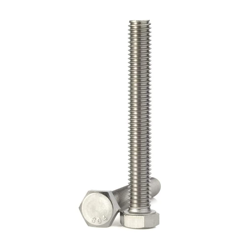 Mellewell 1/4-20 x 4 Hex Head Screw Bolt, Fully Threaded, Stainless Steel 18-8, Plain Finish, Quantity 10