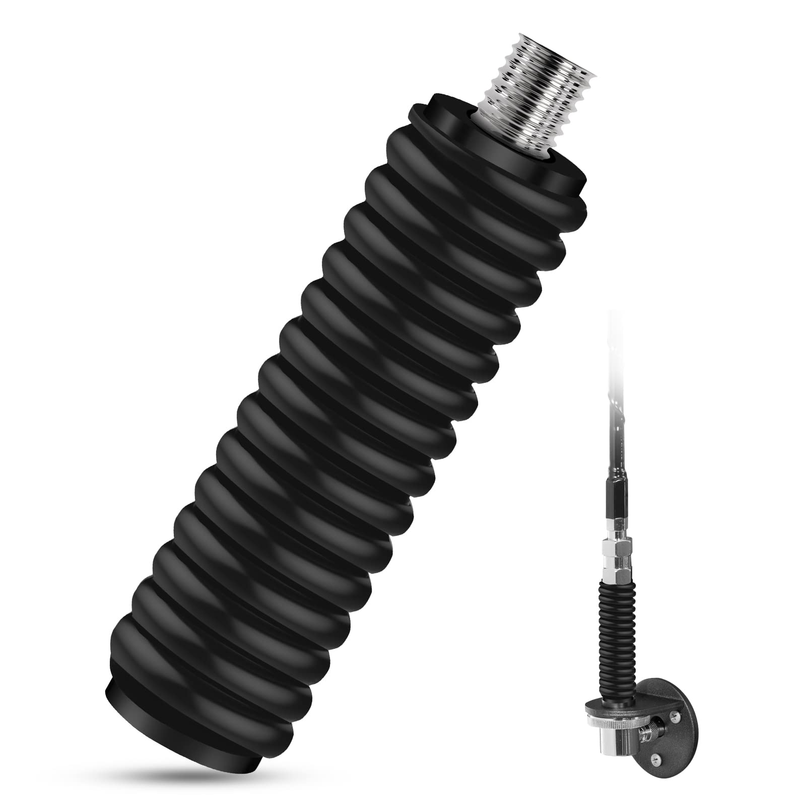 Marketty SS-3H CB Antenna Spring, Stainless Steel Heavy Duty CB Radio Antenna Mount Spring, Spring to Fit Mobile/in-Vehicle CB Radio Antenna Mount Up to 60" Long and 3/8" X 24 Thread (Black)