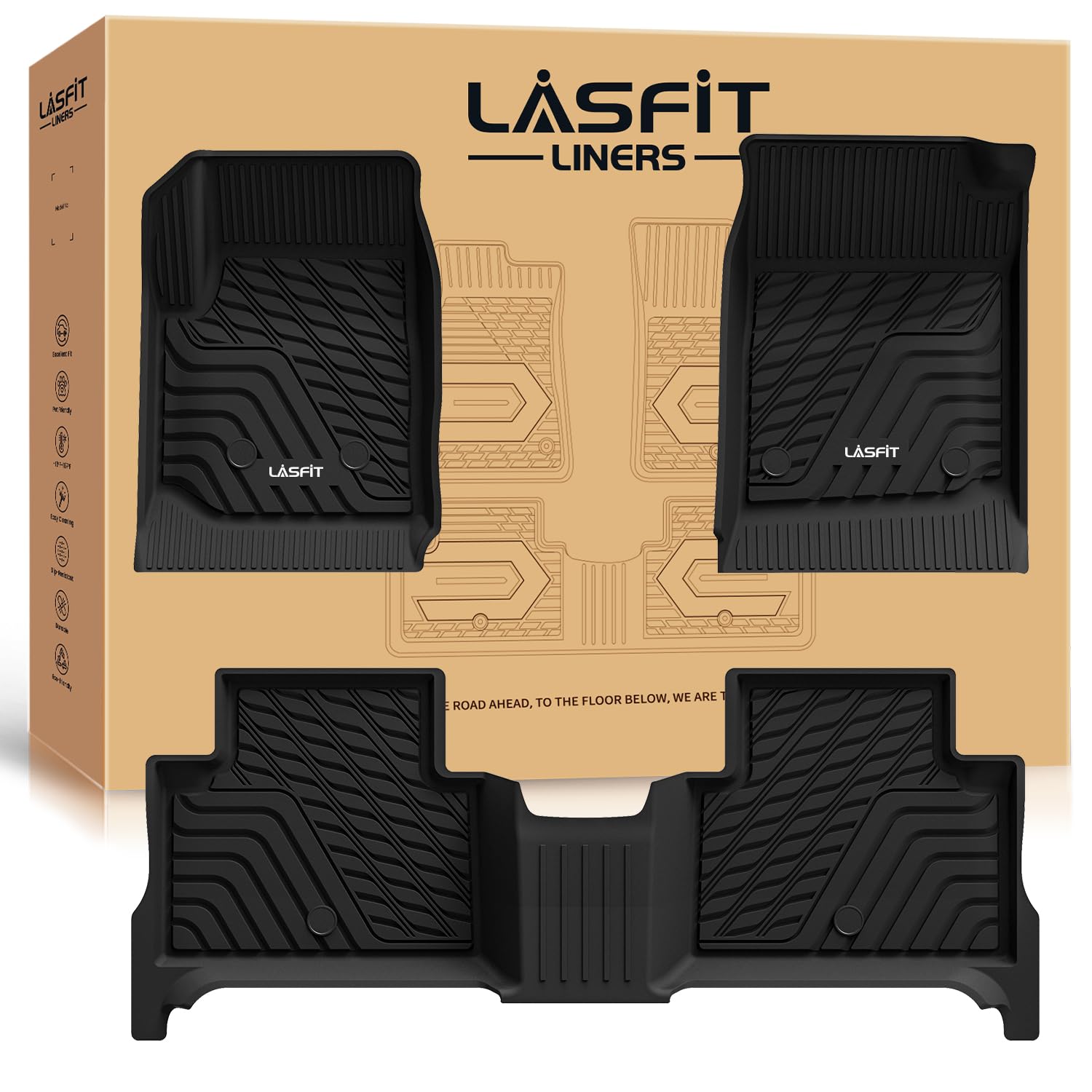 LASFIT Floor Mats for Chevy Colorado/GMC Canyon 2015-2022, Only Crew Cab