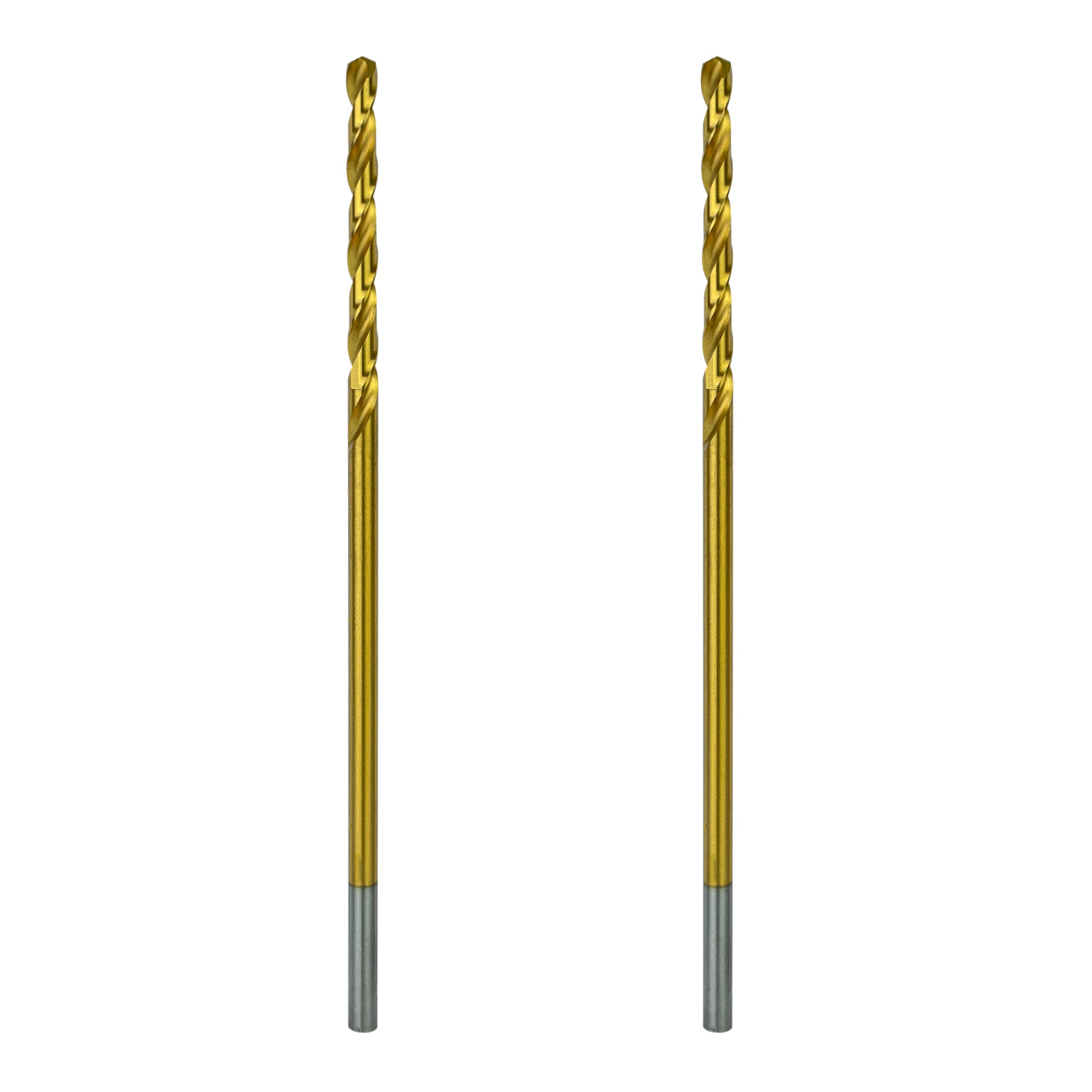 Greycore Tools 3/16 Inch x 6 Inch Cobalt Aircraft Extension Bit – 2 Pack M35 Cobalt Drill Bit, Industrial Titanium Coating – Drill Bits for Steel, Hard Metal, Cast Iron, Wood, Plastic (3/16" x 6")