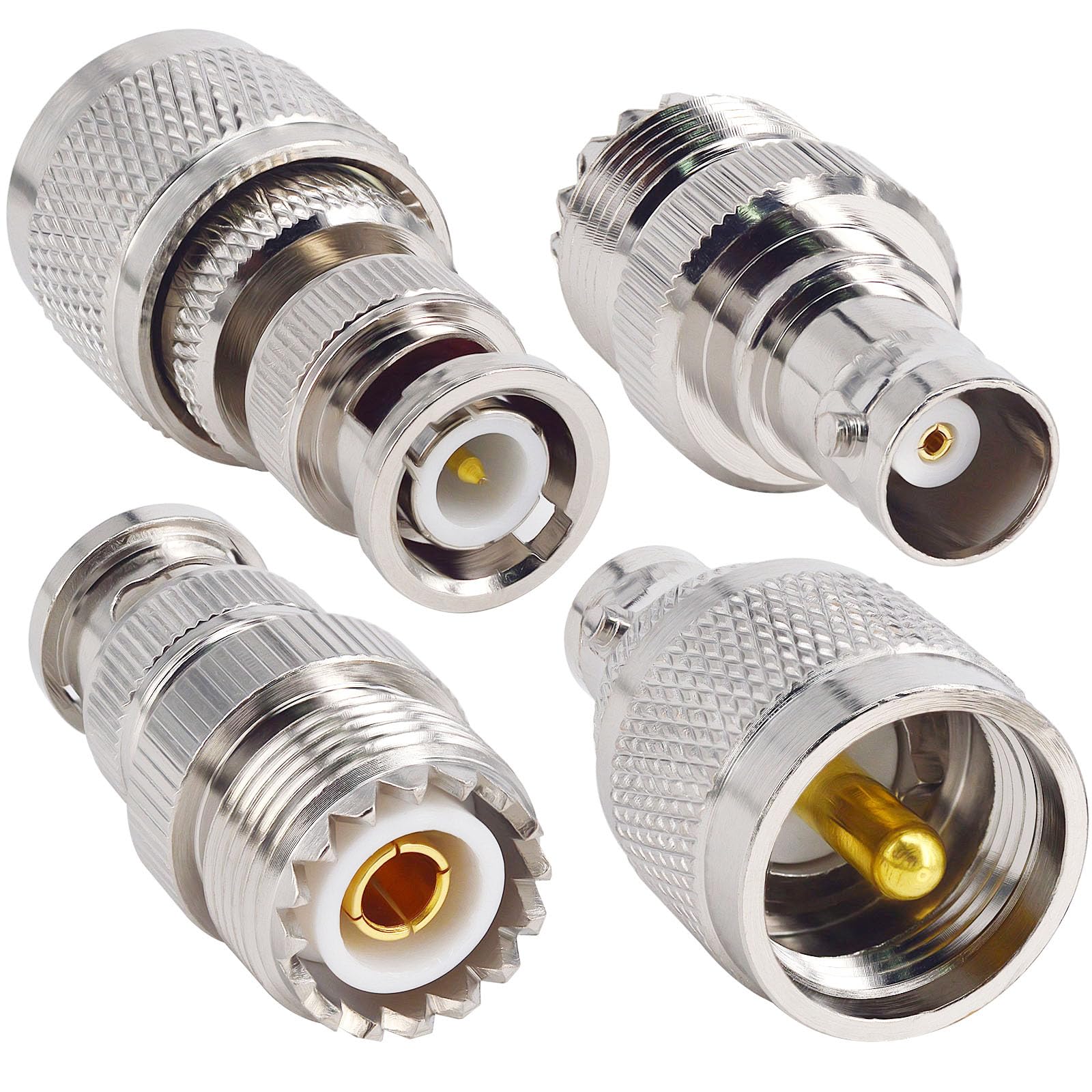 BNC to UHF Adapter Kit,4 Types (PL-259/SO-239) RF Coax BNC to PL259 Adapter