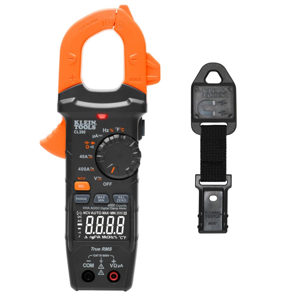 Klein Tools 80197 AC/DC Clamp Meter Kit with Magnetic Hanger, Auto-Ranging TRMS, 400 Amp, NCVT Voltage Tester, Professional Testing Kit