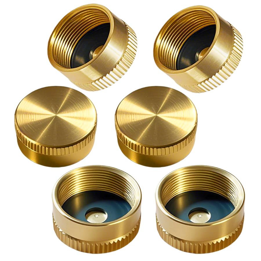 6Pcs Solid Brass Propane Tank Cap, for Refillable Propane Cylinder 1LB