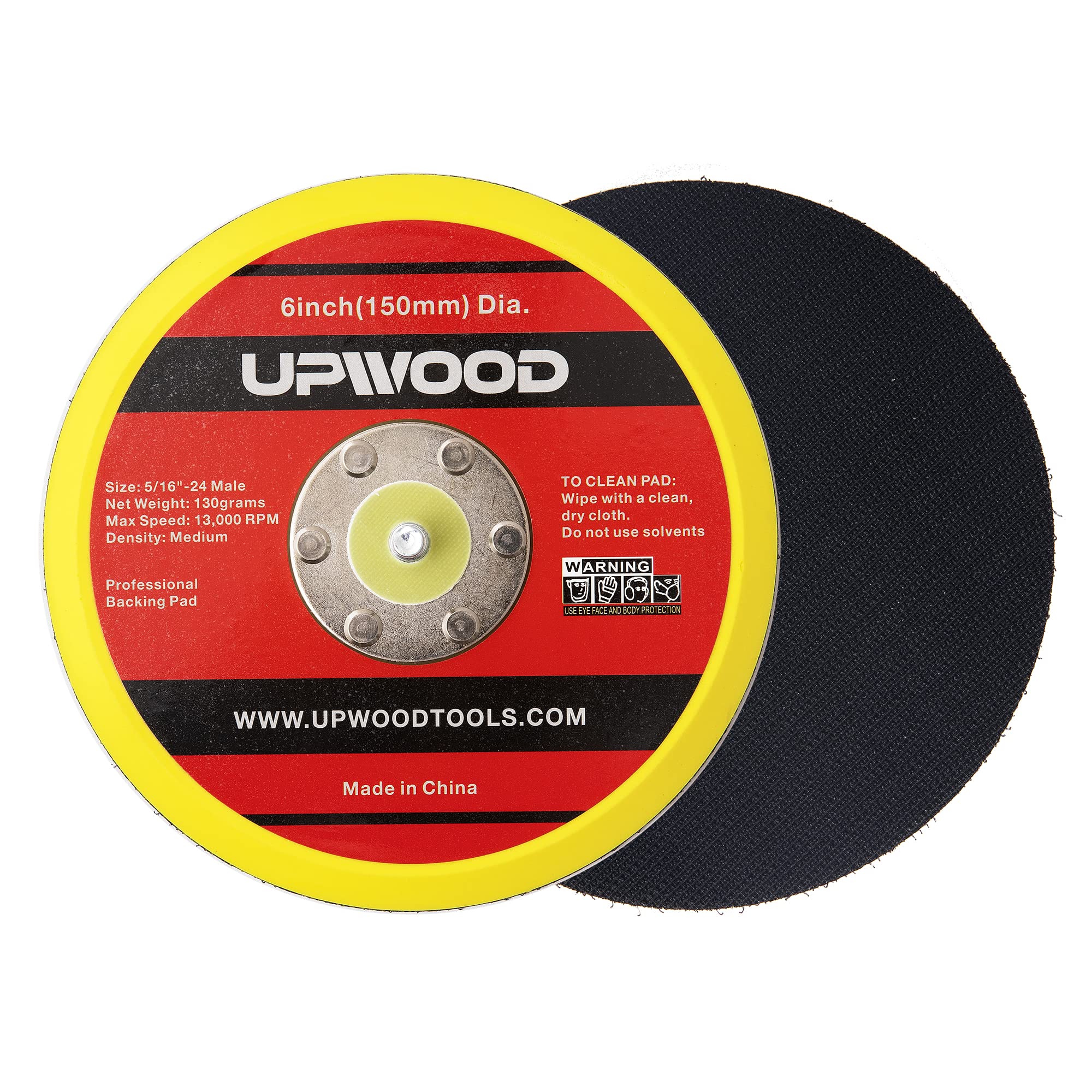 UPWOOD 2 pcs 6" Hook and Loop Backing Pad for Air Sander Polisher, 5/16" Arbor with 24 Thread 13,000RPM DA Sanding Pad