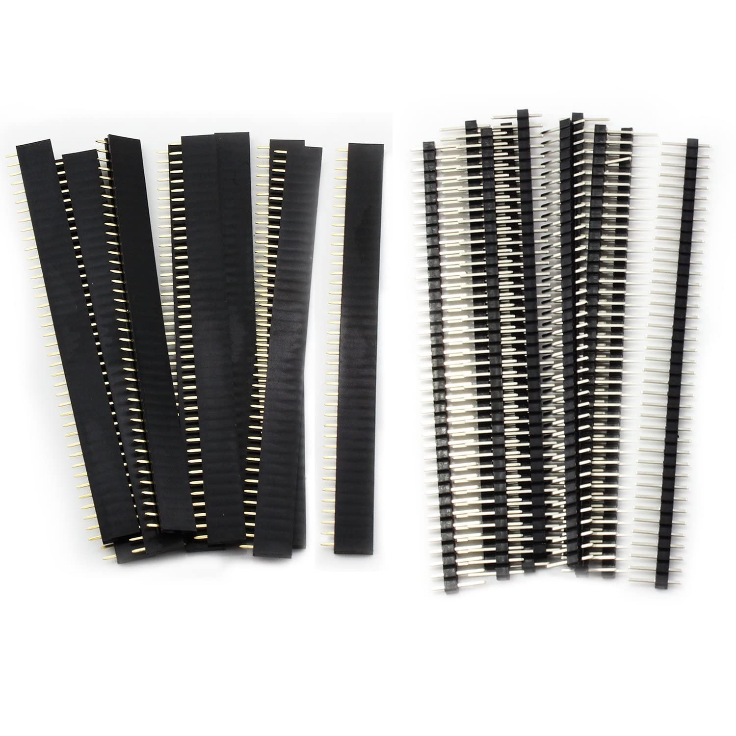 OCR 20PCS Pin Header, 2.54mm 40Pin Male and Female Header Pins Breakaway PCB Board Connector Single Row Pin Headers Strip for Arduino Shield