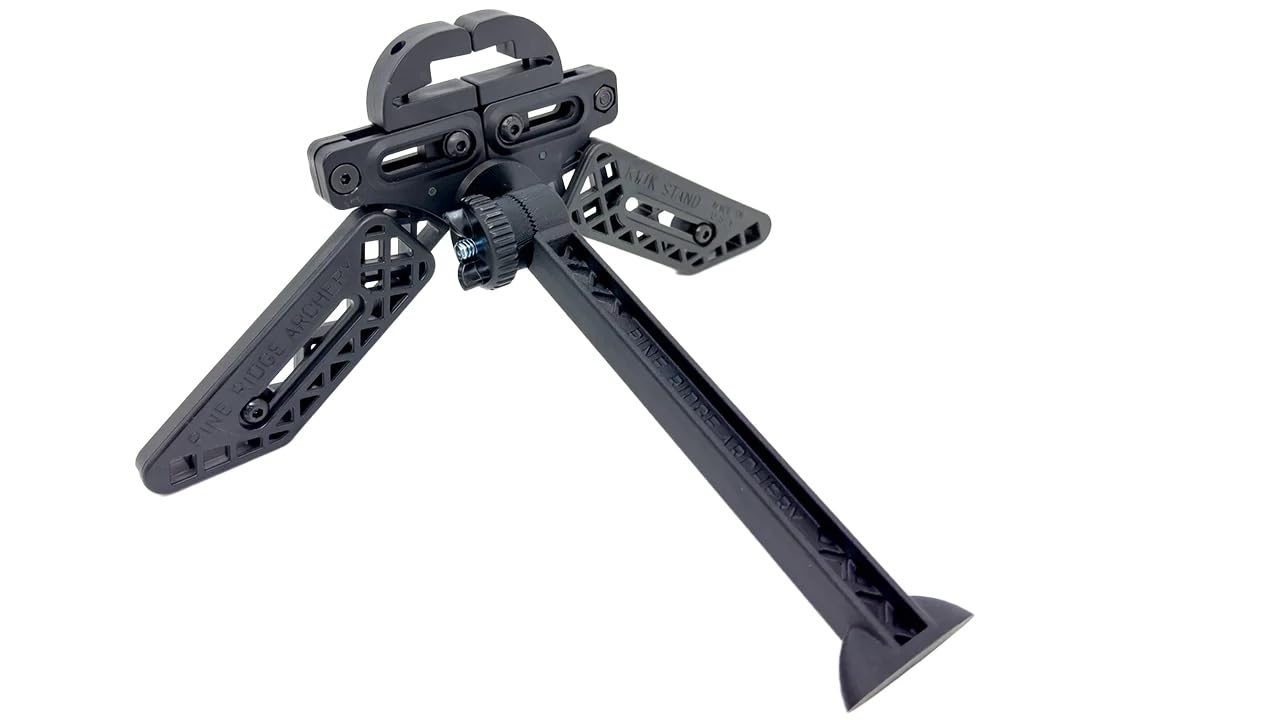 Pine Ridge - Kwik Stand Tri-Pod Bow Support - Stable Bow Stand for Compound and Recurve Bows - Hunting Tripod Stand - Black