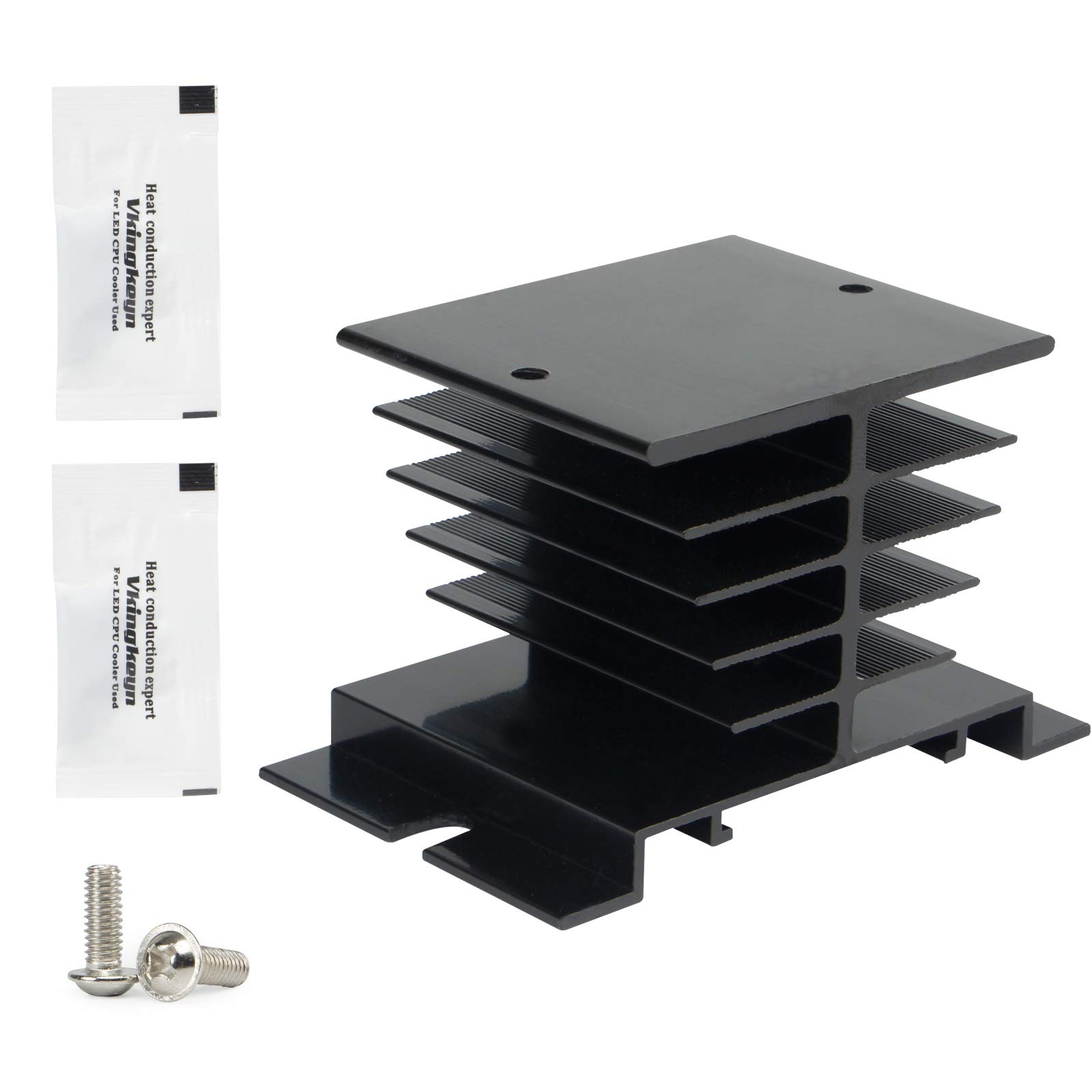 CGELE 1PCS Aluminum Heat Sink SSR Black Radiator Dissipation for Single Phase Solid State Relay 10A,25A,40A…