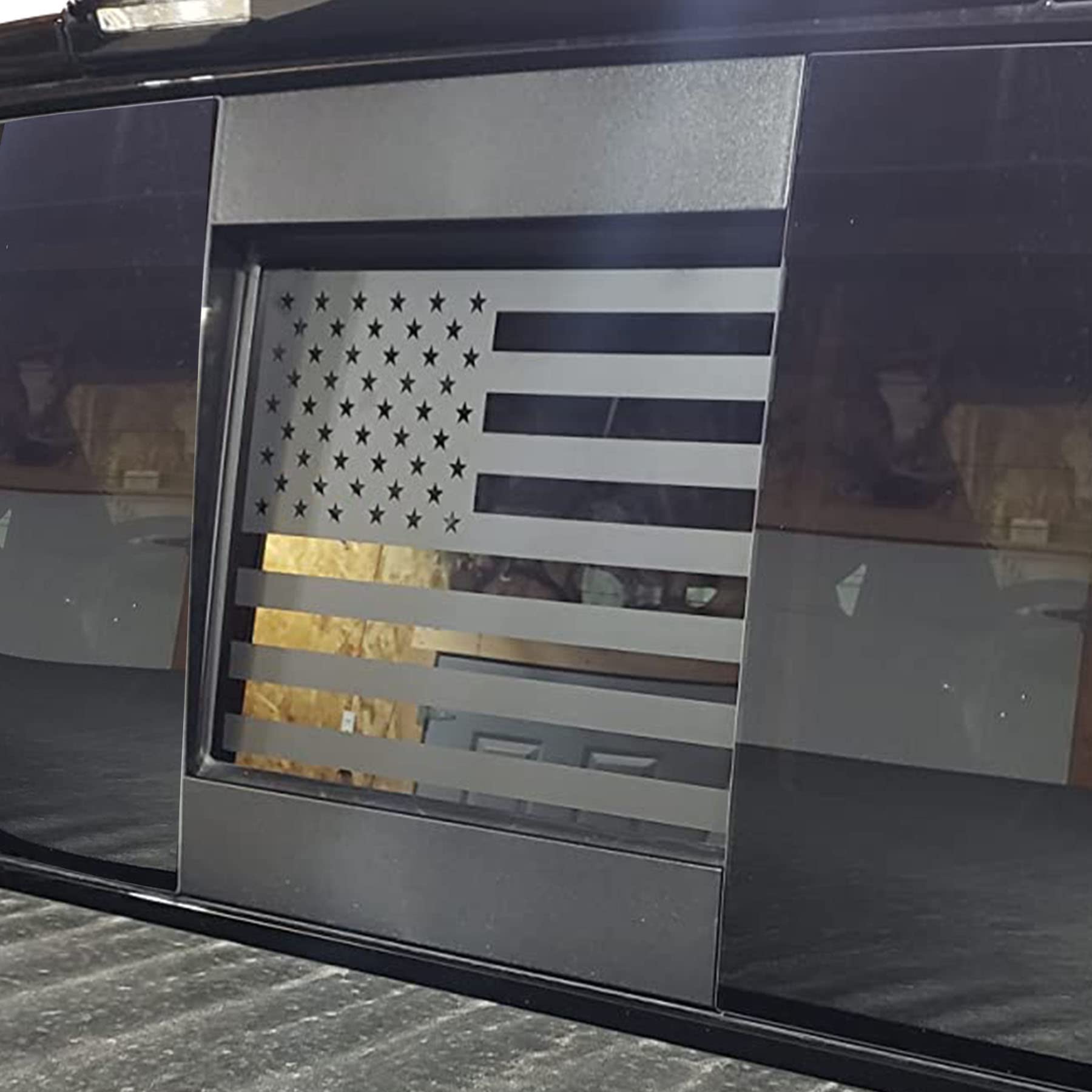 Zxiaochun Rear Middle Window American Flag Decal for Nissan Titan 2013-2022 2023 2024 Back Center Sliding Window Glass USA Flag Vinyl Sticker Exterior Accessories(Matte Black)