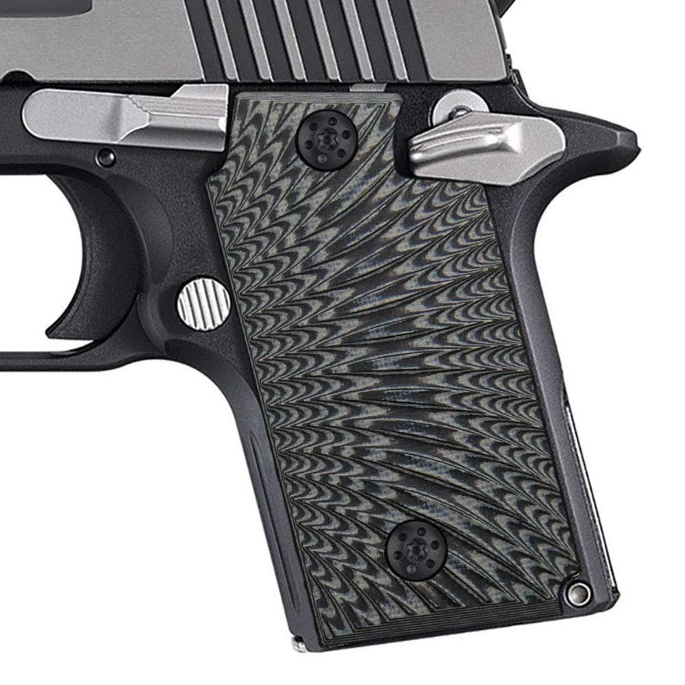 Cool Hand G10 Grips for Sig Sauer P238, Without Ambi Safety Cut, Sunburst Texture, Grey/Black