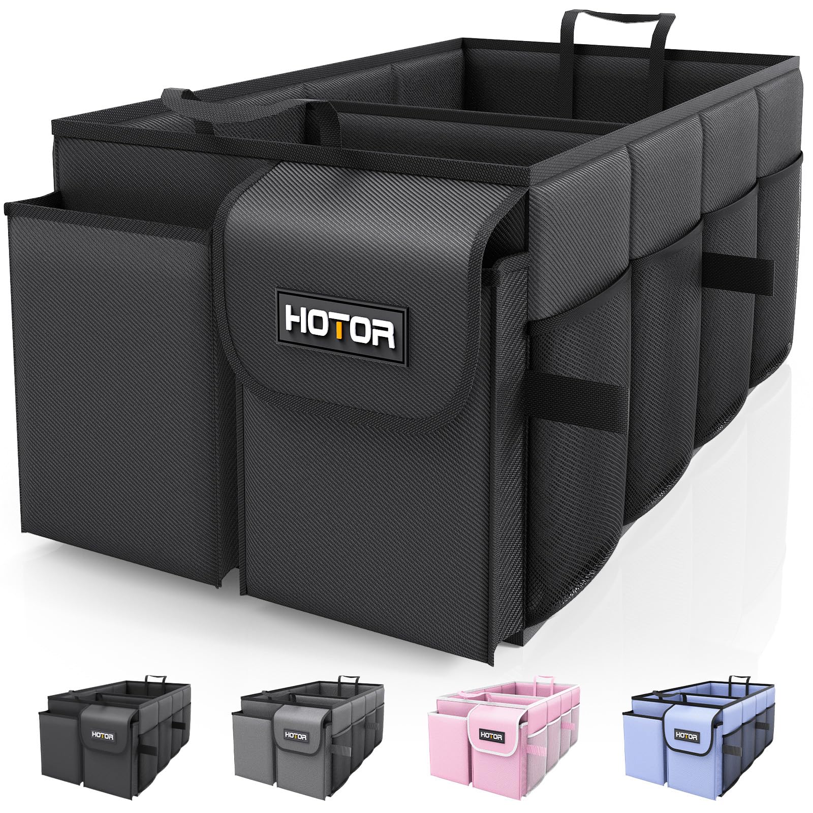 HOTOR Trunk Organizer - Foldable Car Organizer for SUVs & Sedans Storage