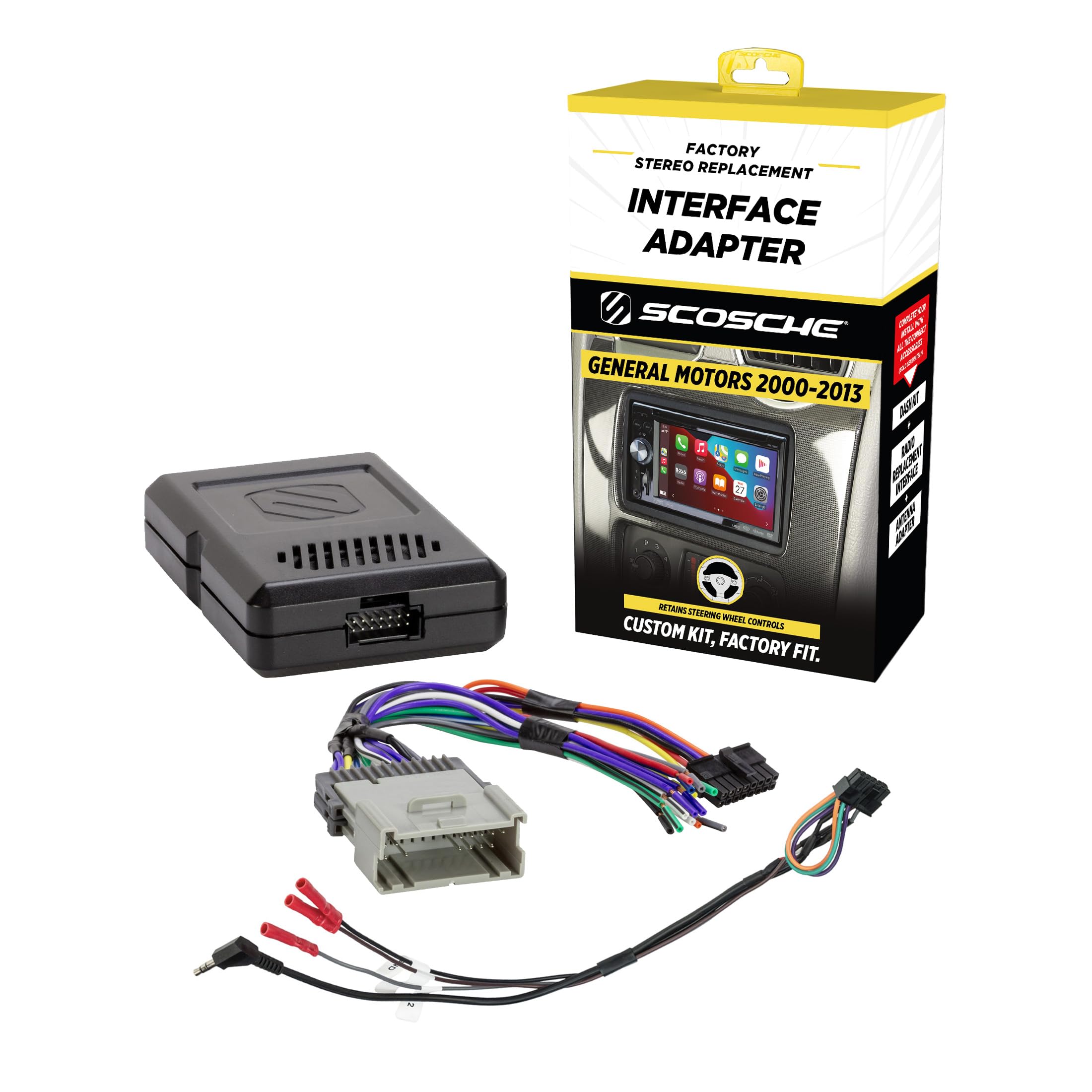 Scosche GM2K-WP Factory Stereo Replacement Interface Adapter, Compatible with Select 2000-13 GM Vehicles, Car Radio Wiring Harness, Retains Steering Wheel Controls & OEM Amplifier - See Fit Guide