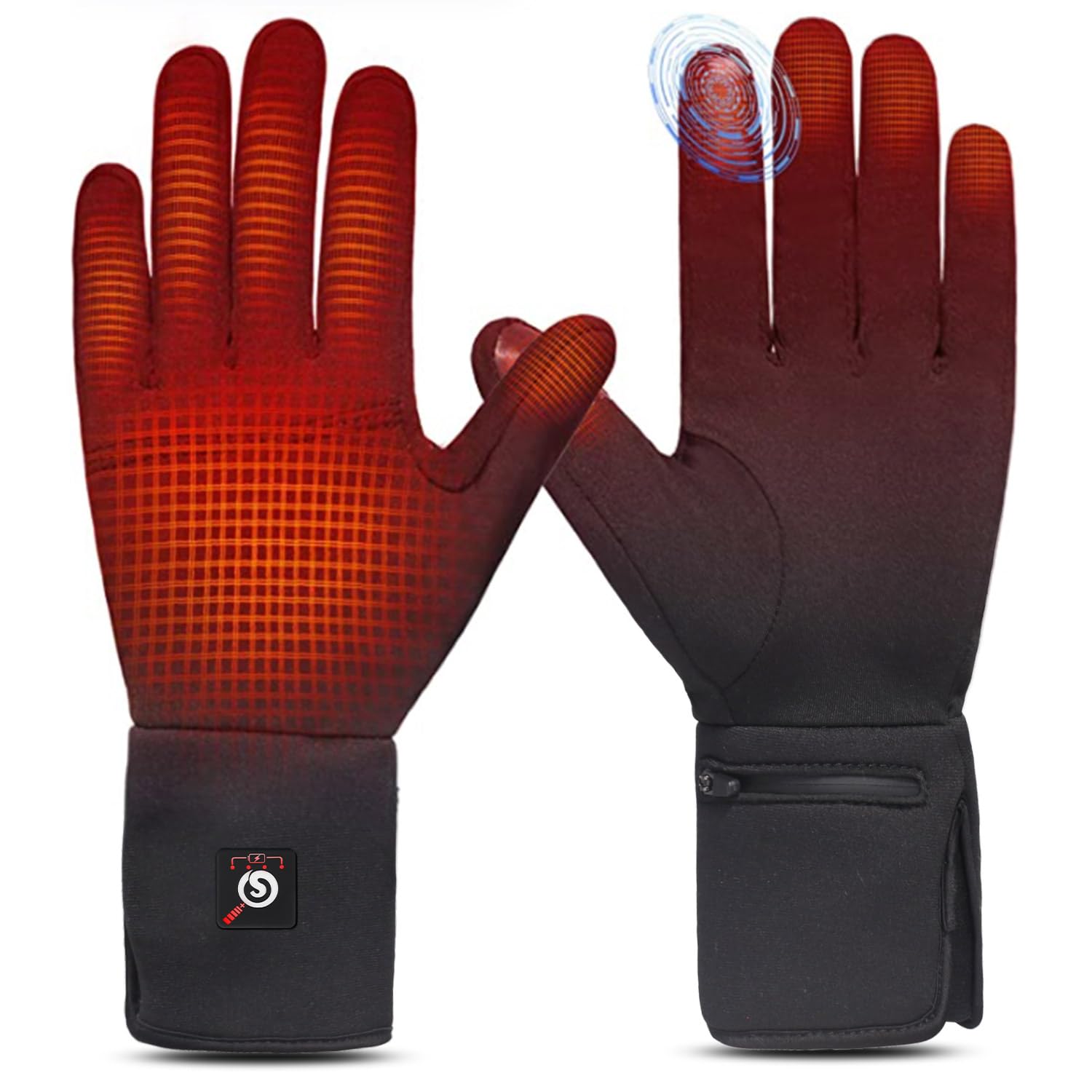 SAVIOR HEAT Heated Glove Liners for Men Women, Rechargeable Battery Electric Heated Gloves, Winter Warm Glove Liners, Thin Gloves Riding Ski Snowboarding Hiking Cycling Hand Warmers