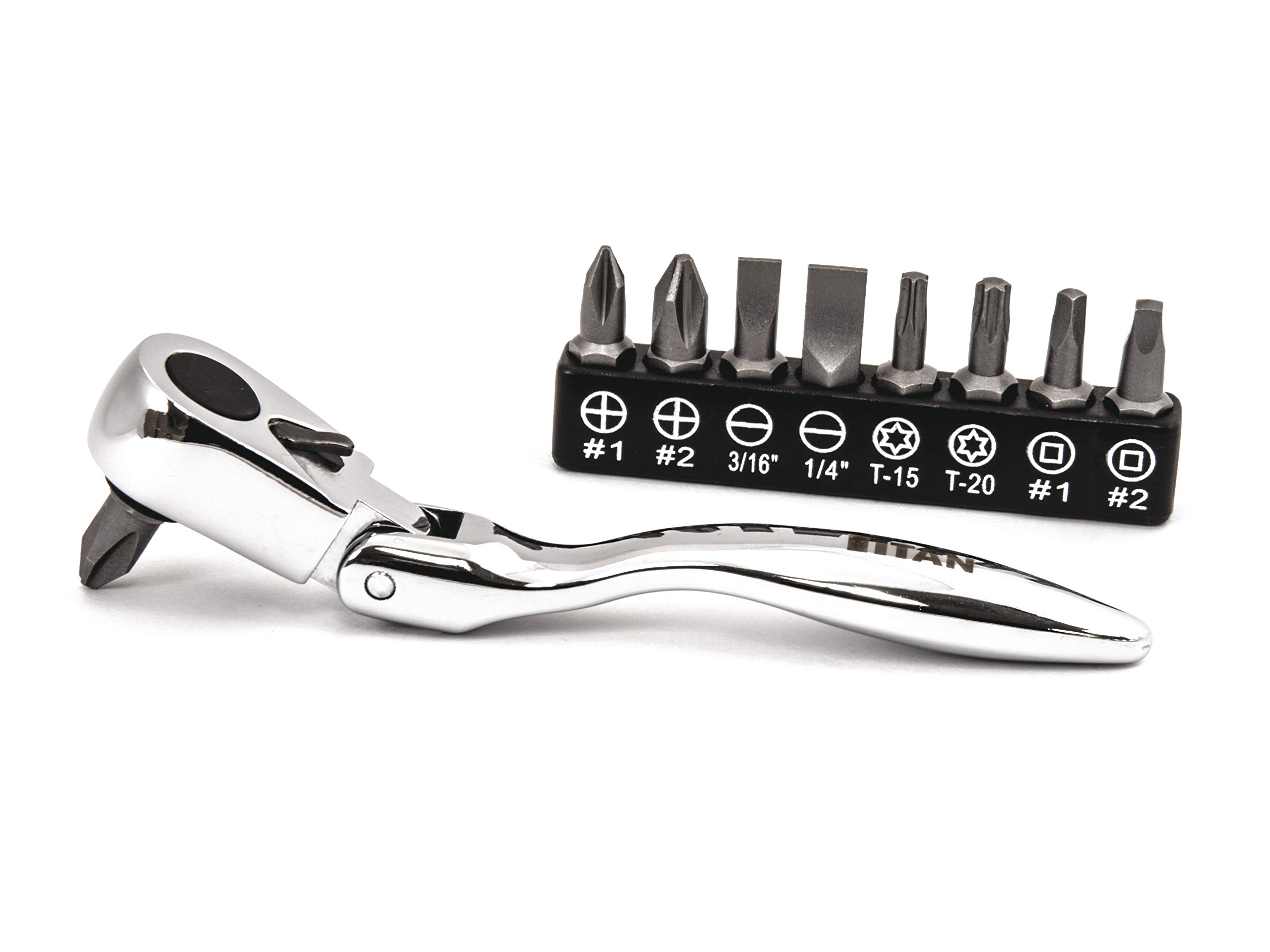 Titan 11212 Tool 10 pc Micro Flex Bit Ratchet Set